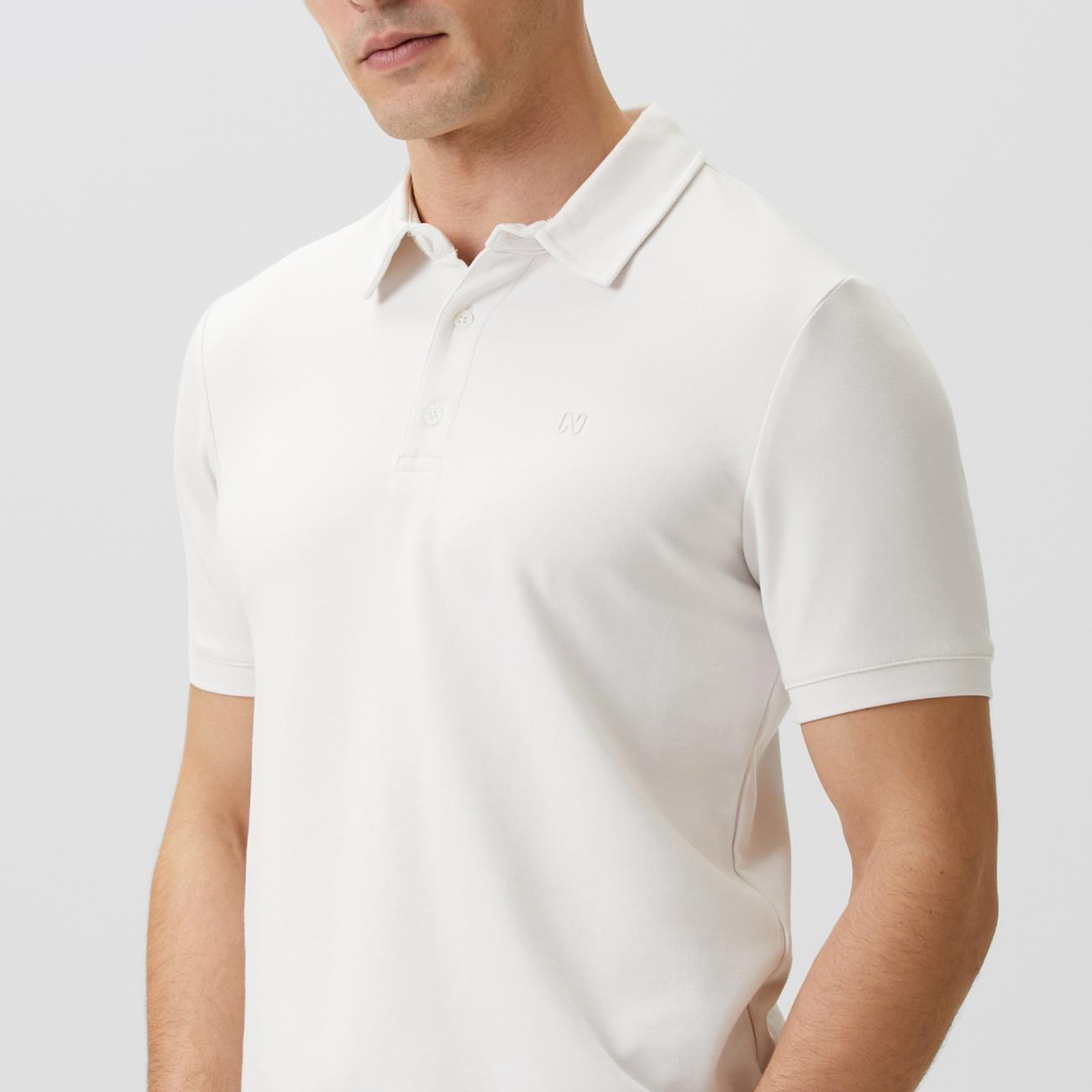 Network Erkek Kırık Beyaz Basic Polo Modal T-shirt