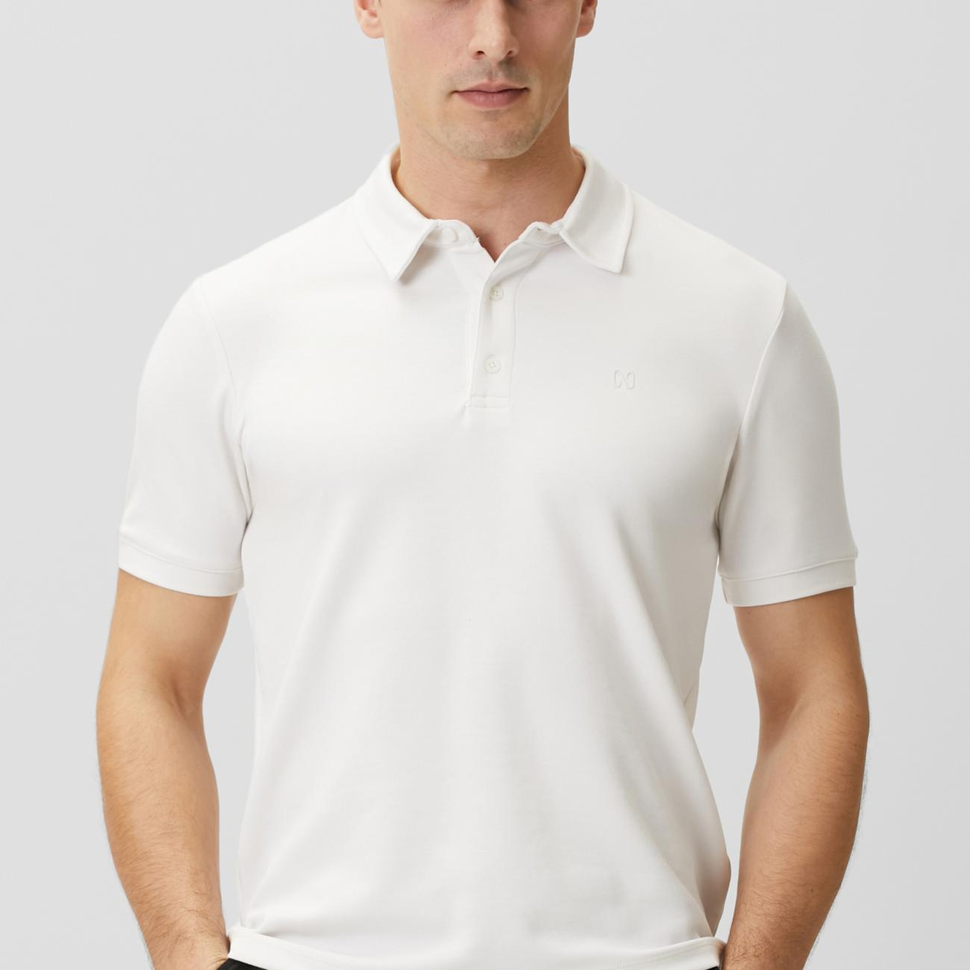 Network Erkek Kırık Beyaz Basic Polo Modal T-shirt