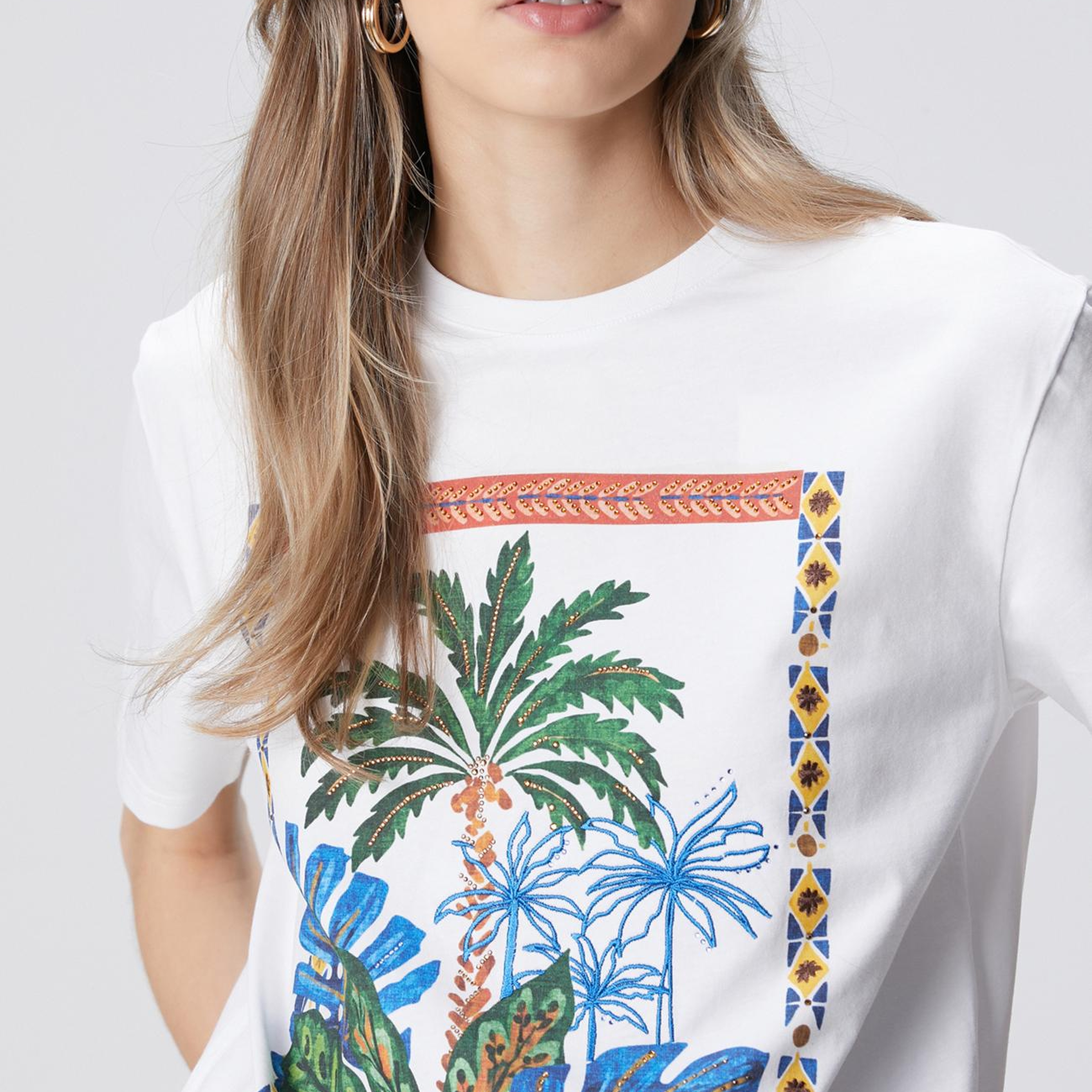 Network Kadın Kırık Beyaz Ön ve Arka Beden Baskılı T-shirt