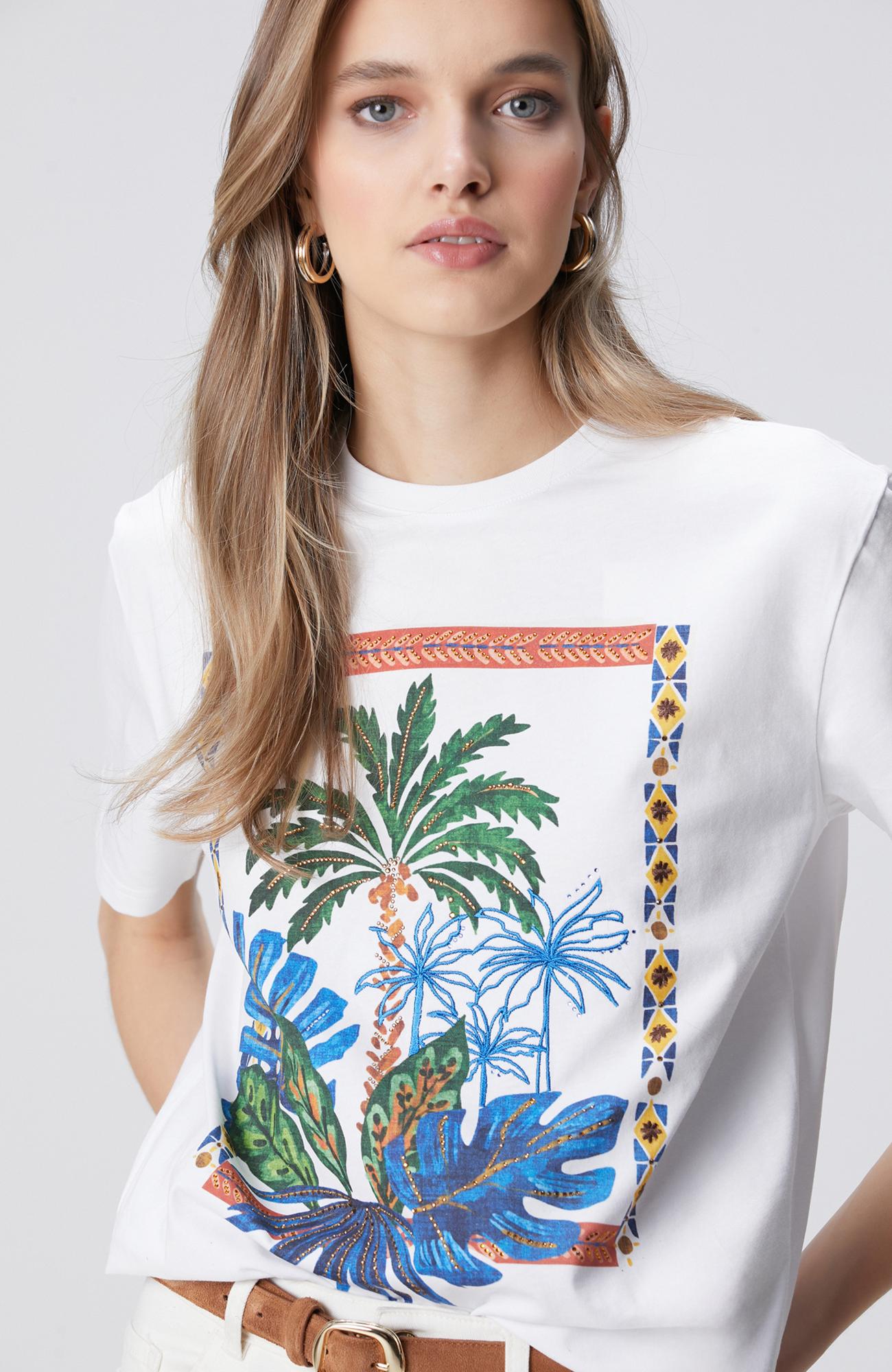 Network Kadın Kırık Beyaz Ön ve Arka Beden Baskılı T-shirt