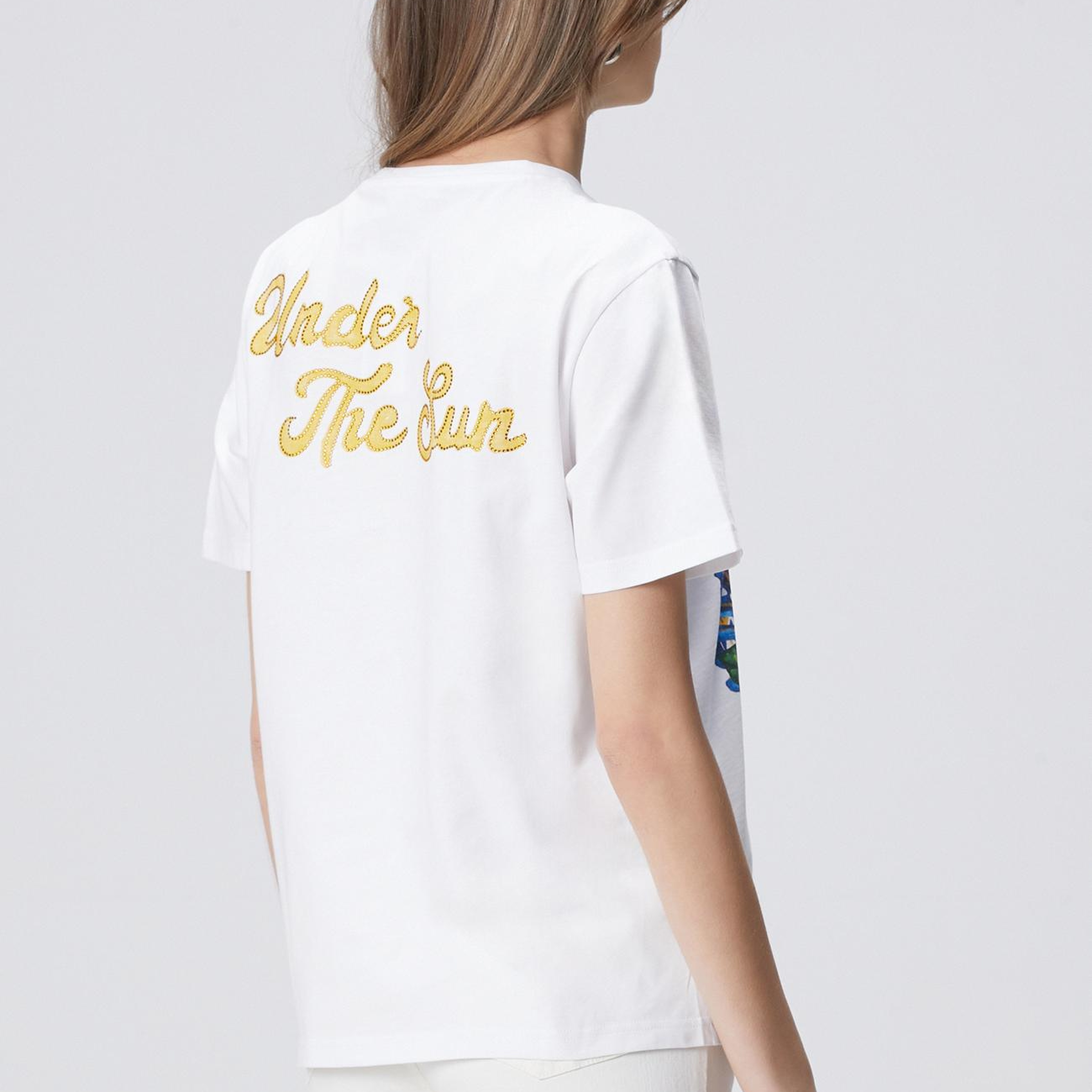 Network Kadın Kırık Beyaz Ön ve Arka Beden Baskılı T-shirt