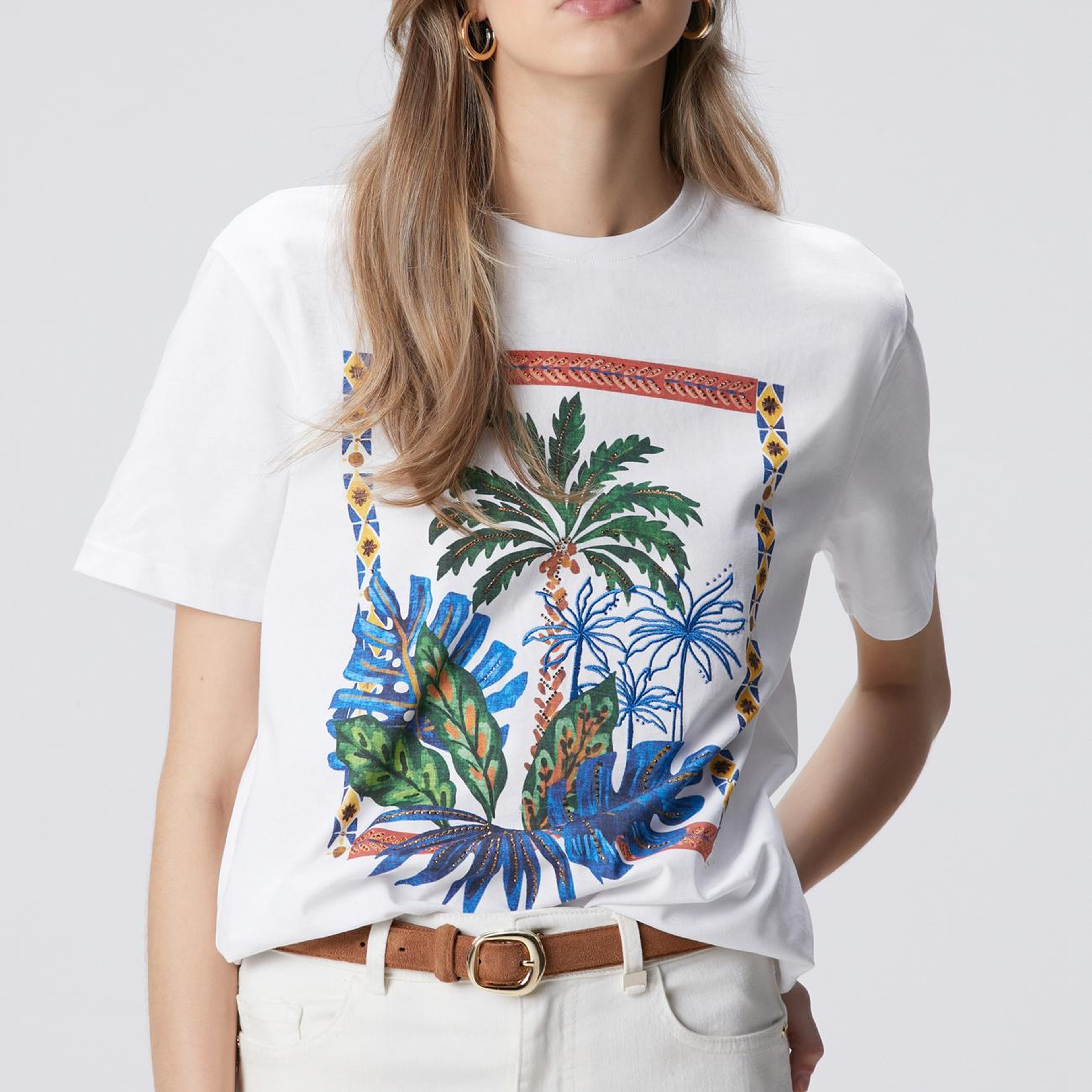 Network Kadın Kırık Beyaz Ön ve Arka Beden Baskılı T-shirt
