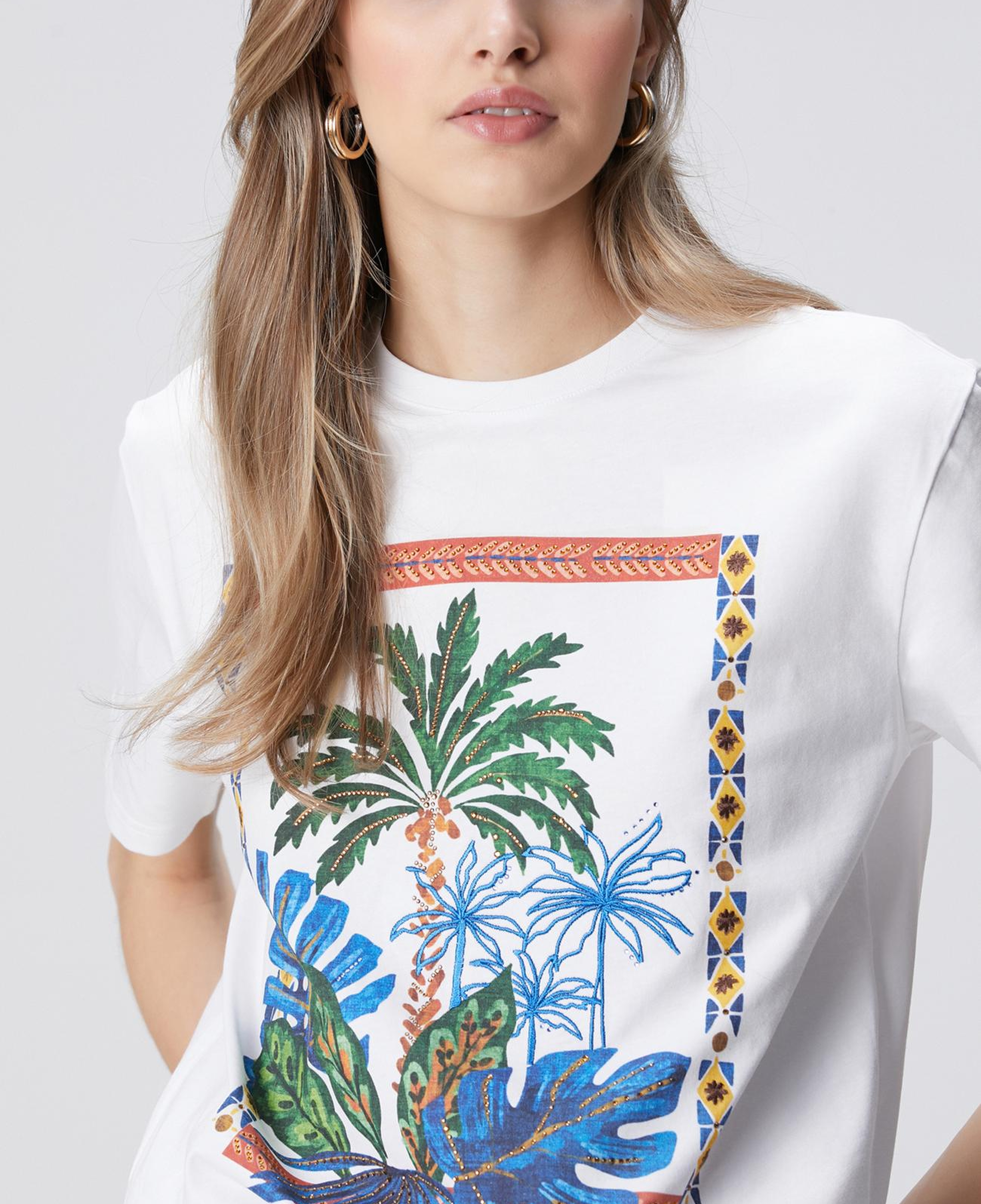 Network Kadın Kırık Beyaz Ön ve Arka Beden Baskılı T-shirt