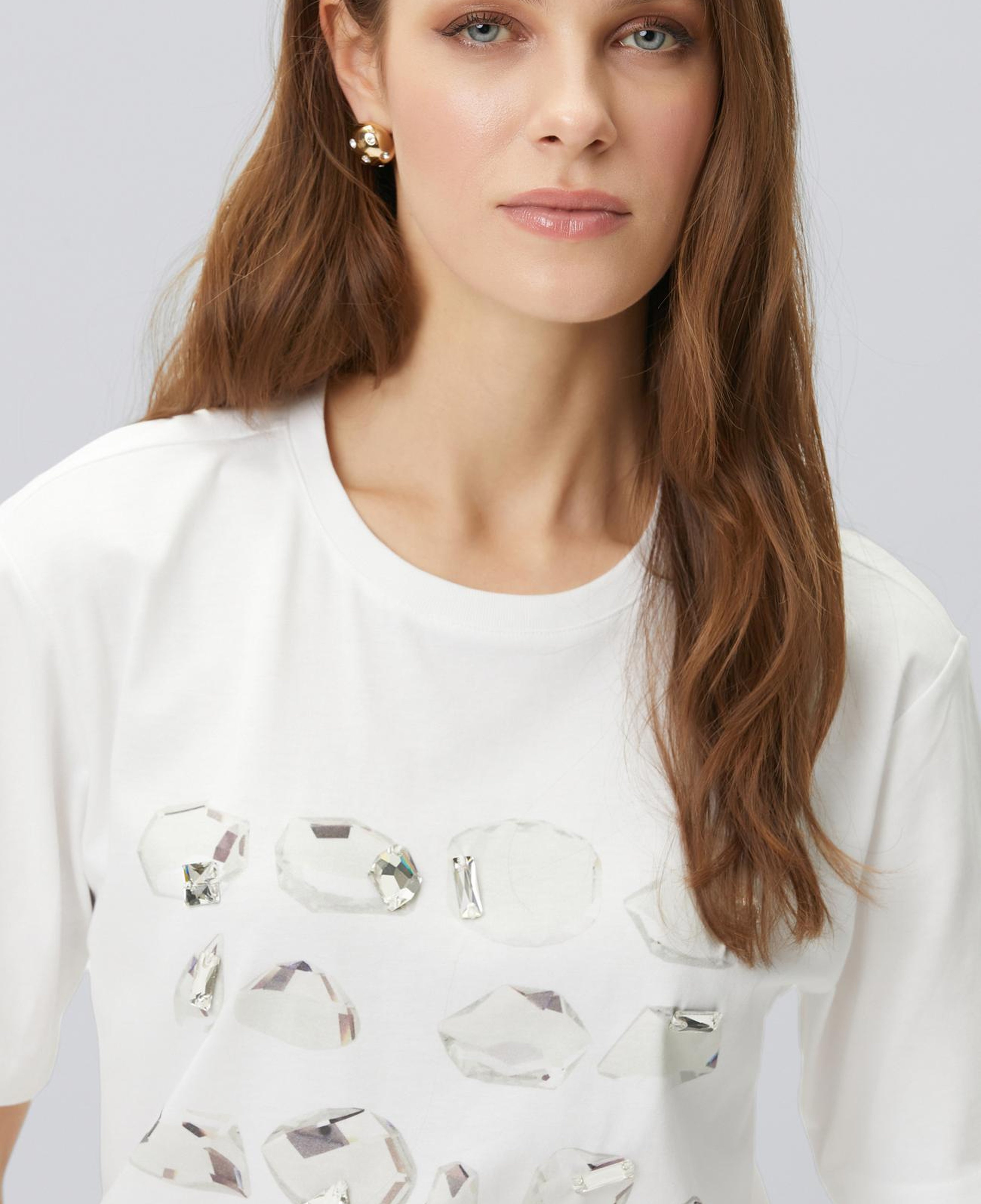 Network Kadın Kırık Beyaz Baskı Detaylı T-shirt