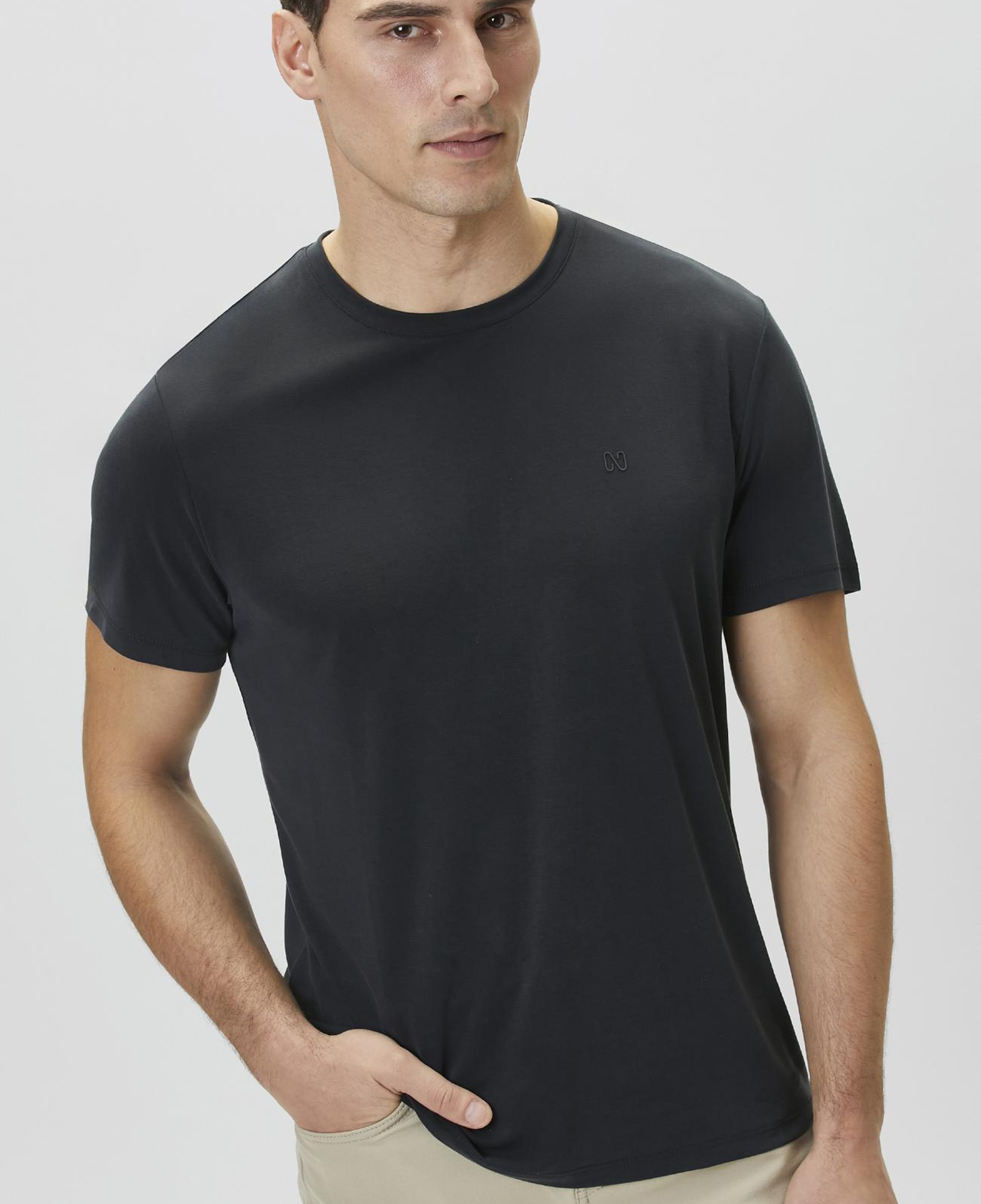 Network Erkek Siyah Basic Modal T-shirt