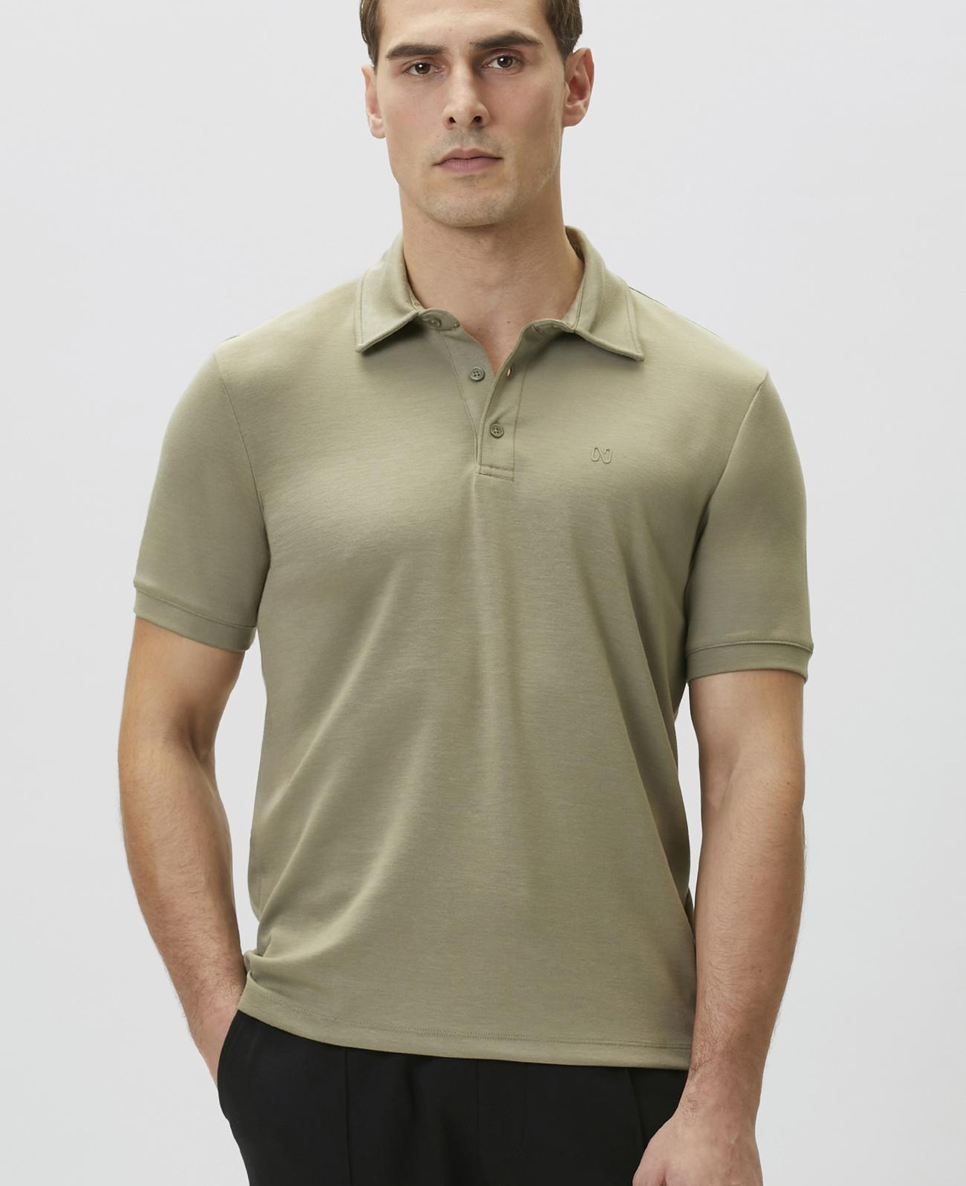 Network Erkek Haki Basic Modal Polo T-shirt