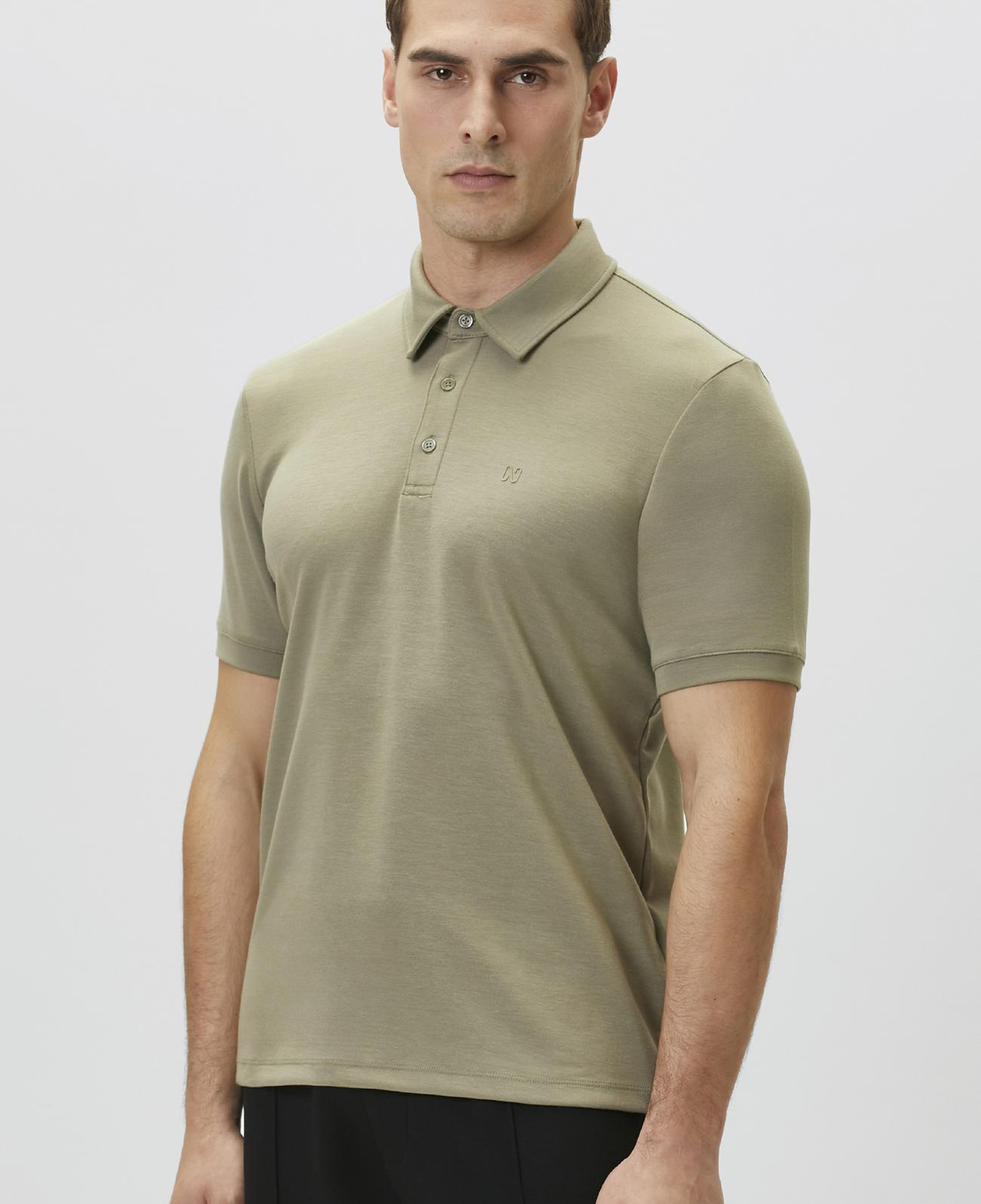 Network Erkek Haki Basic Modal Polo T-shirt