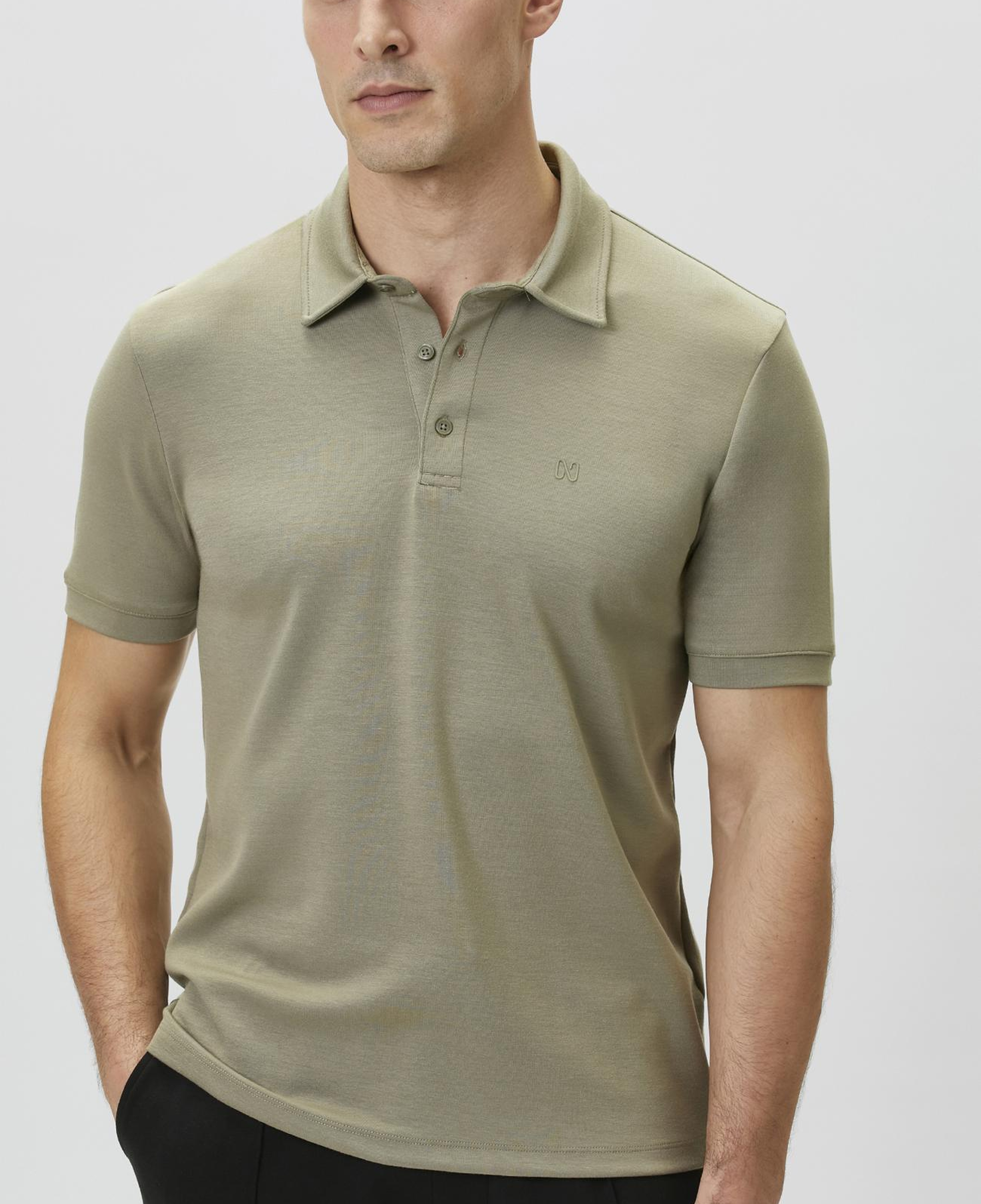 Network Erkek Haki Basic Modal Polo T-shirt