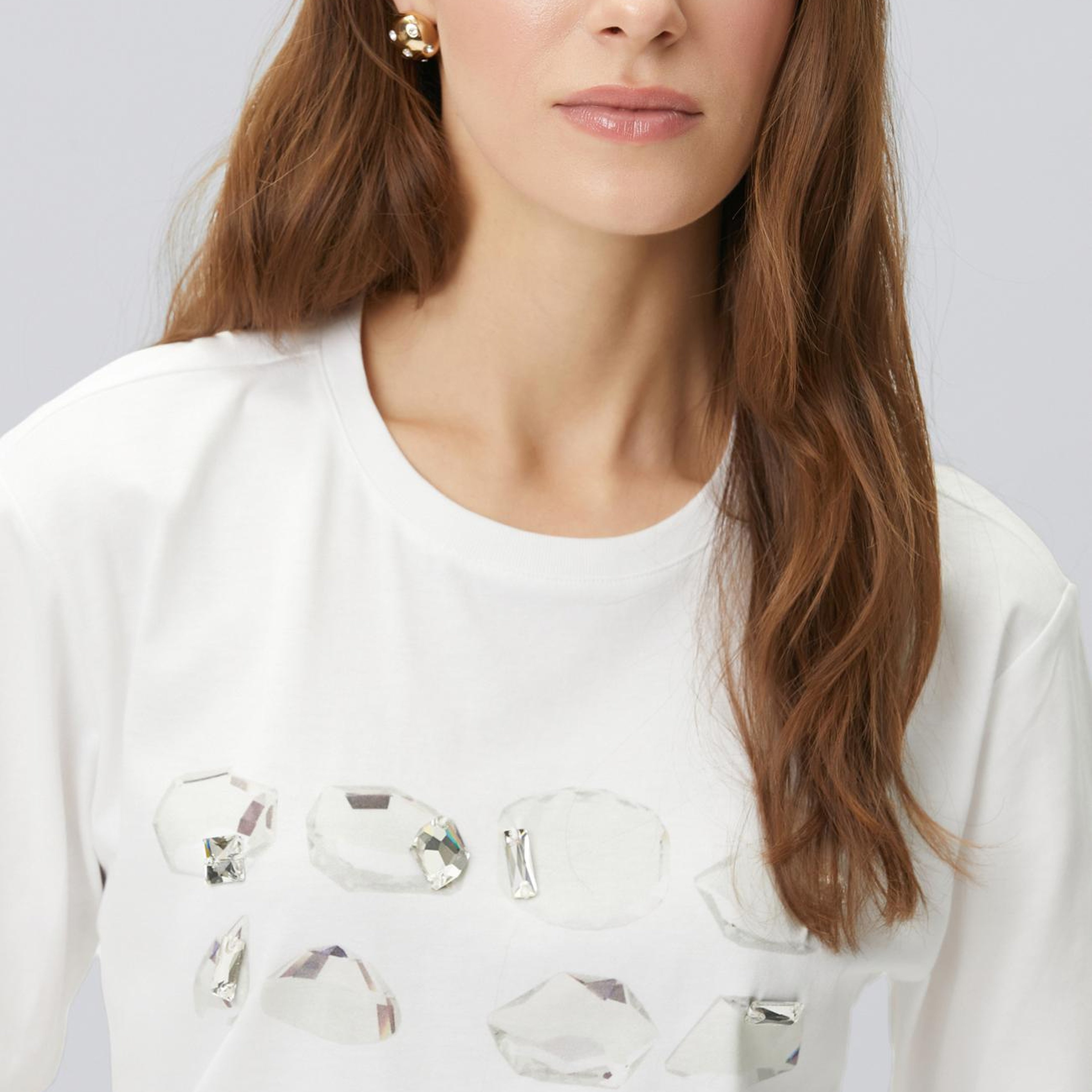 Network Kadın Kırık Beyaz Baskı Detaylı T-shirt