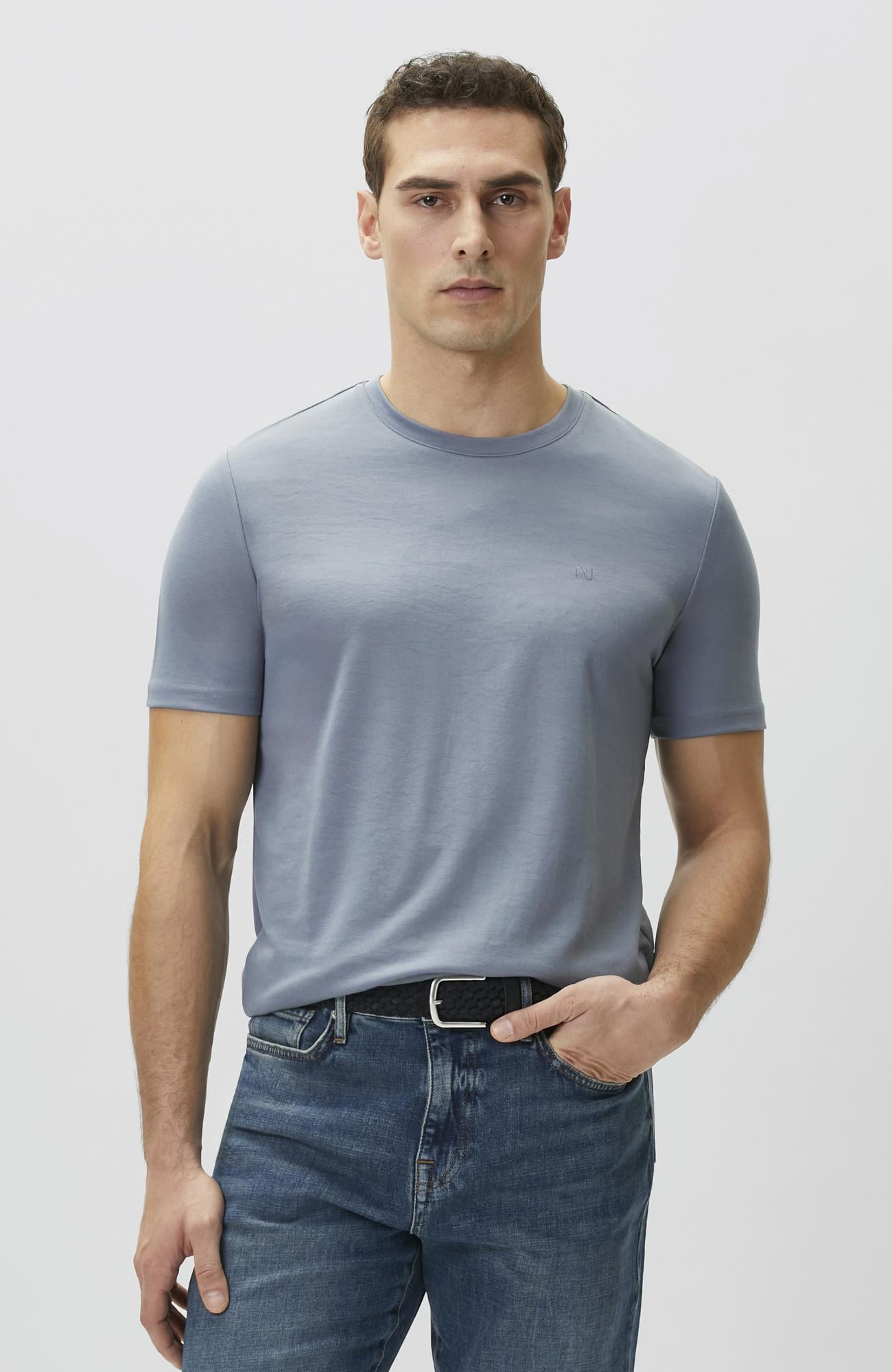 Network Erkek Mavi Pike Desen Basic T-shirt