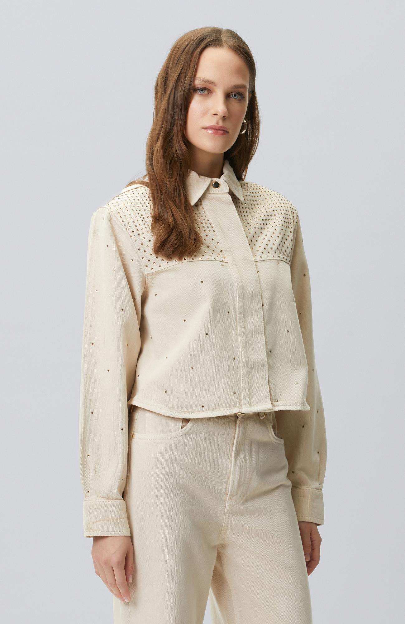 Network Kadın Bej Hotfixli Denim Mont