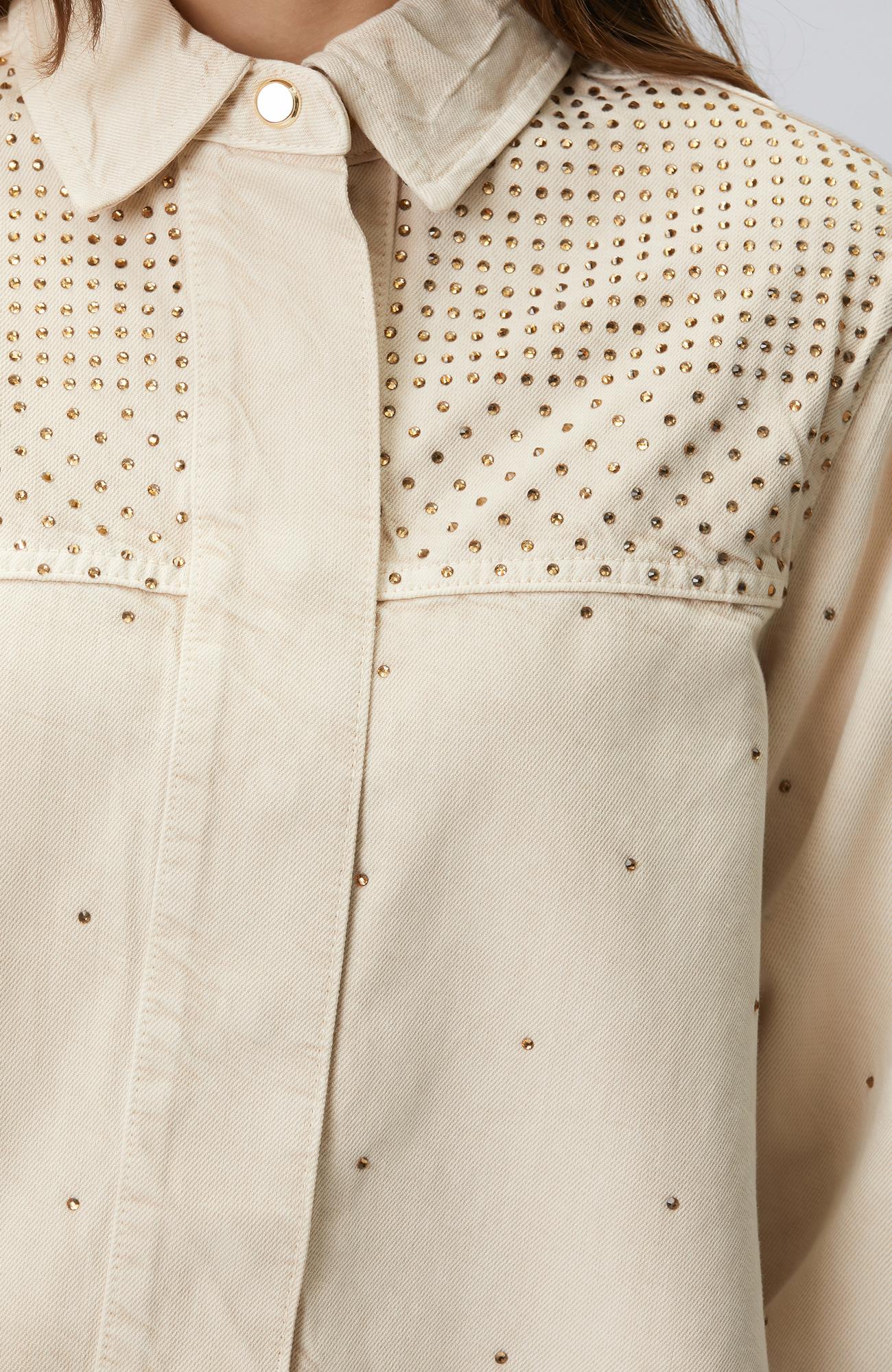 Network Kadın Bej Hotfixli Denim Mont