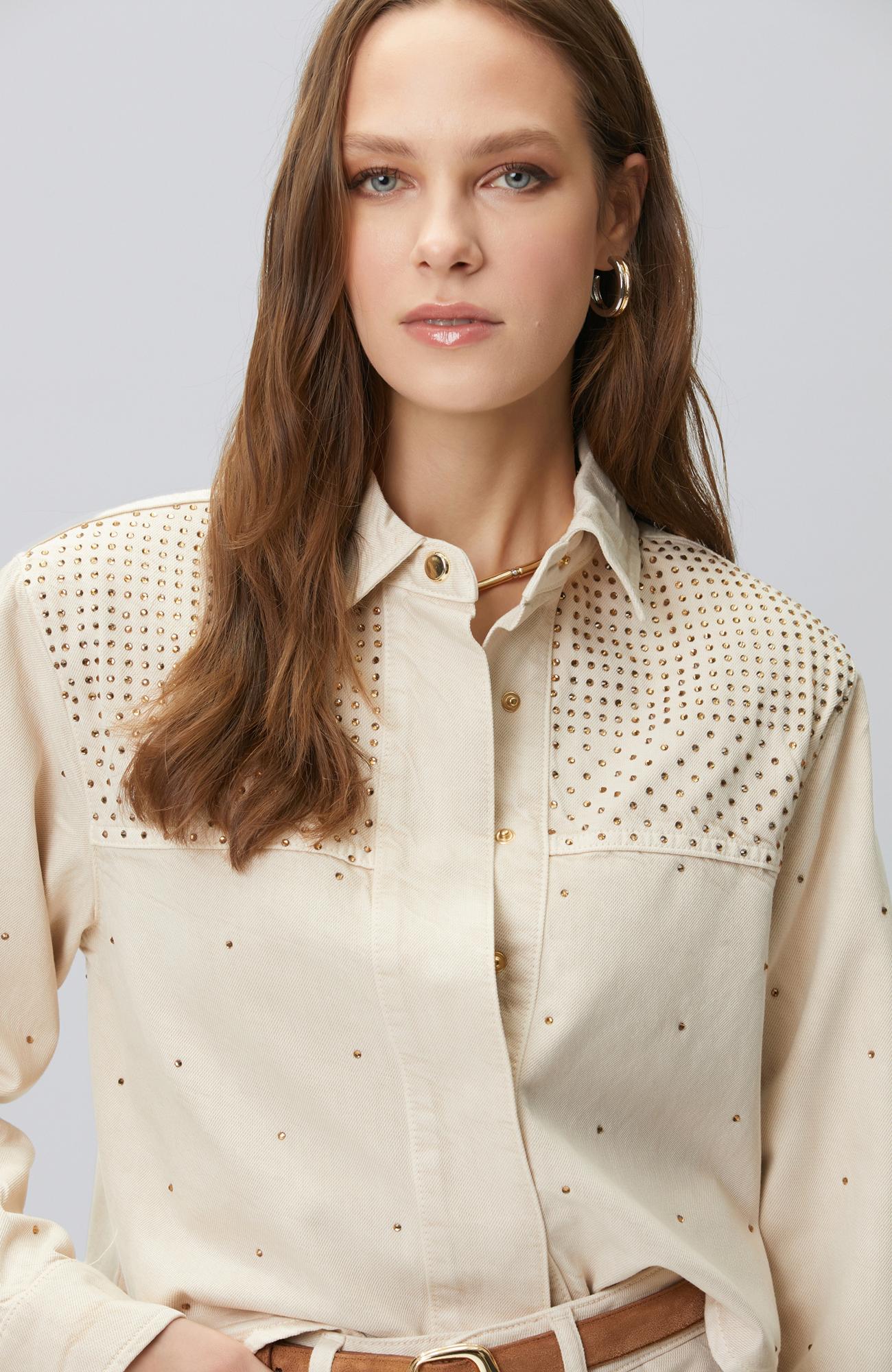 Network Kadın Bej Hotfixli Denim Mont