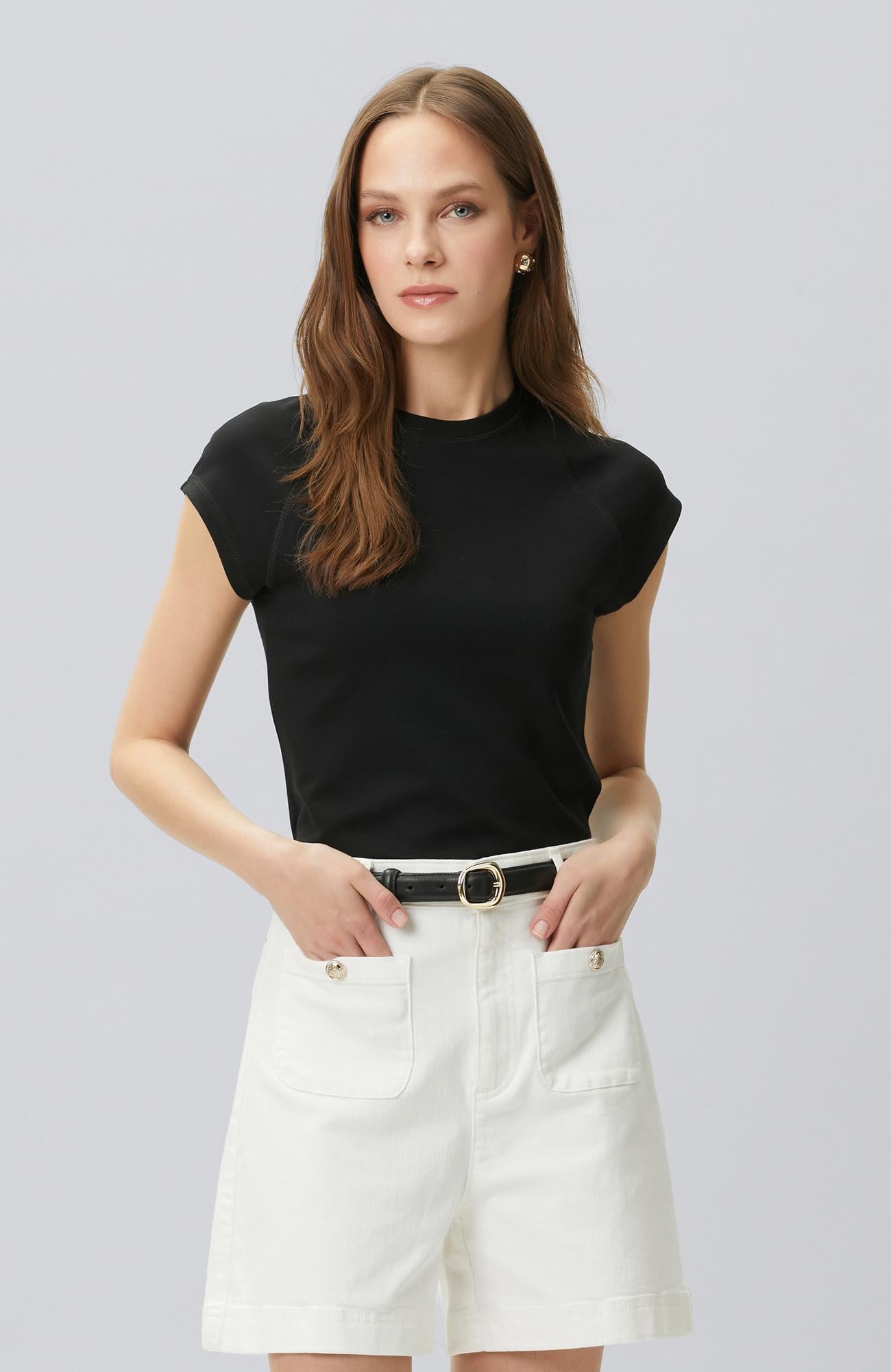 Network Kadın N-Tech Siyah Dikiş Detaylı T-shirt