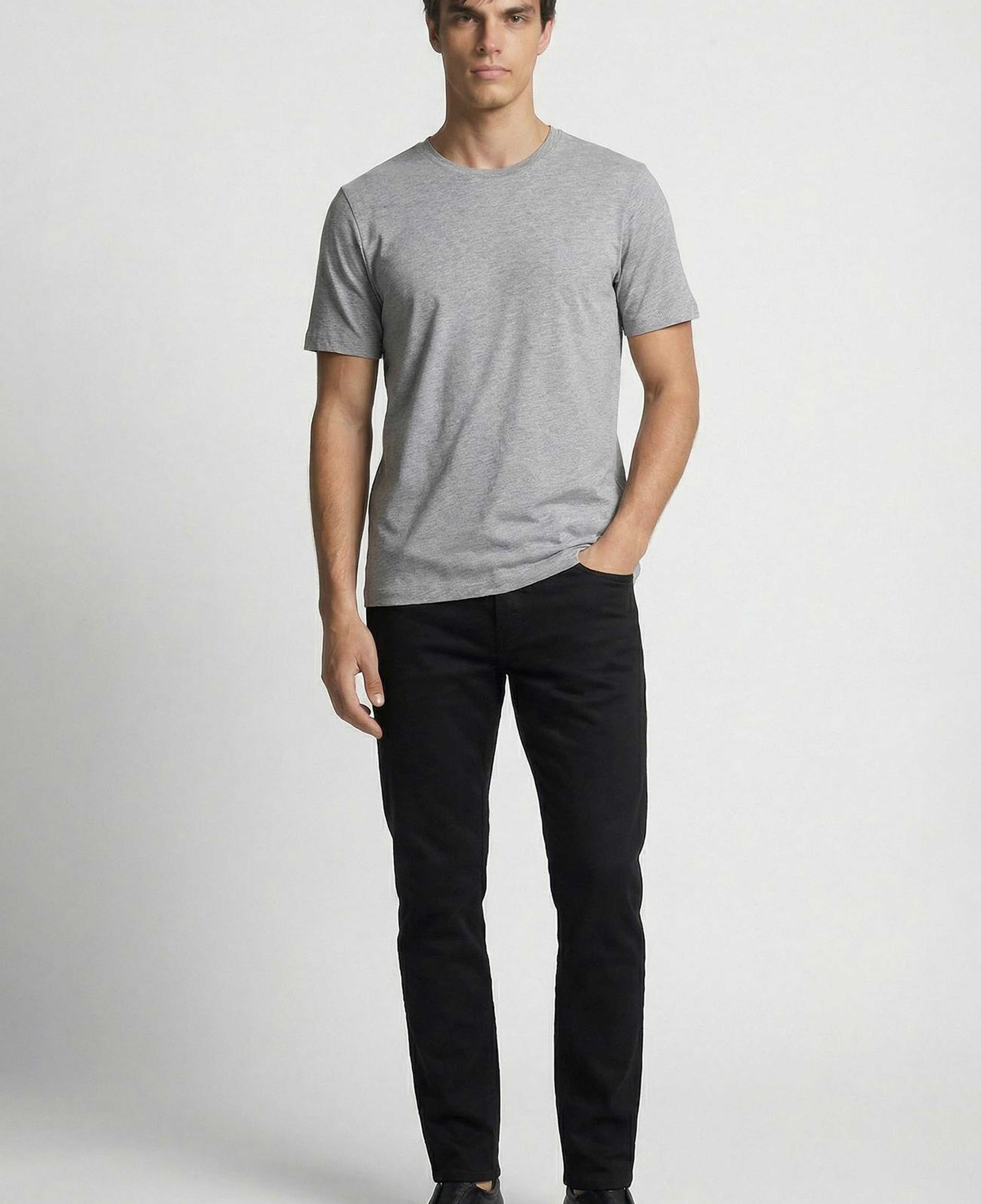 Network Erkek Gri Melanj Basic T-shirt