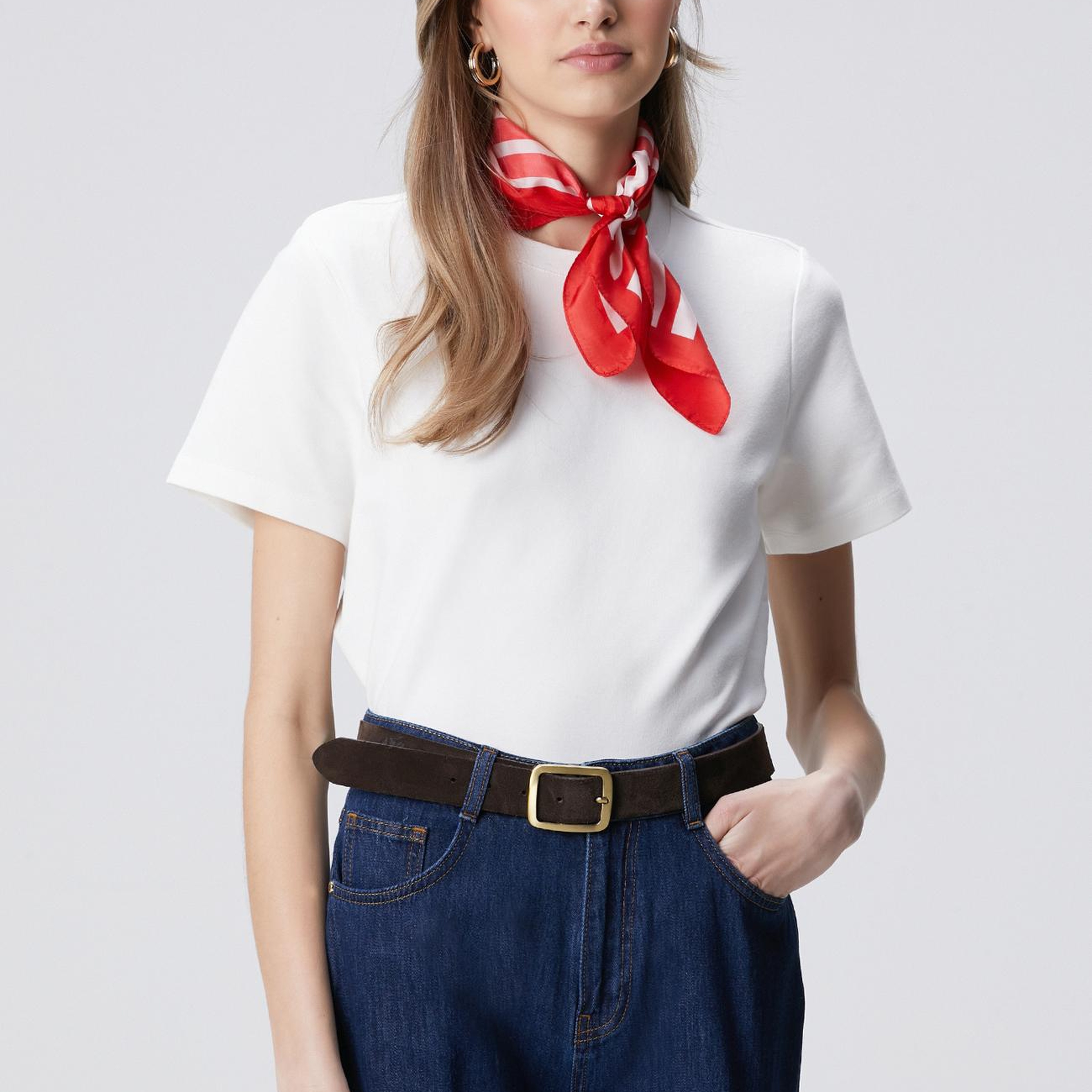 Network Kadın Beyaz Basic T-shirt