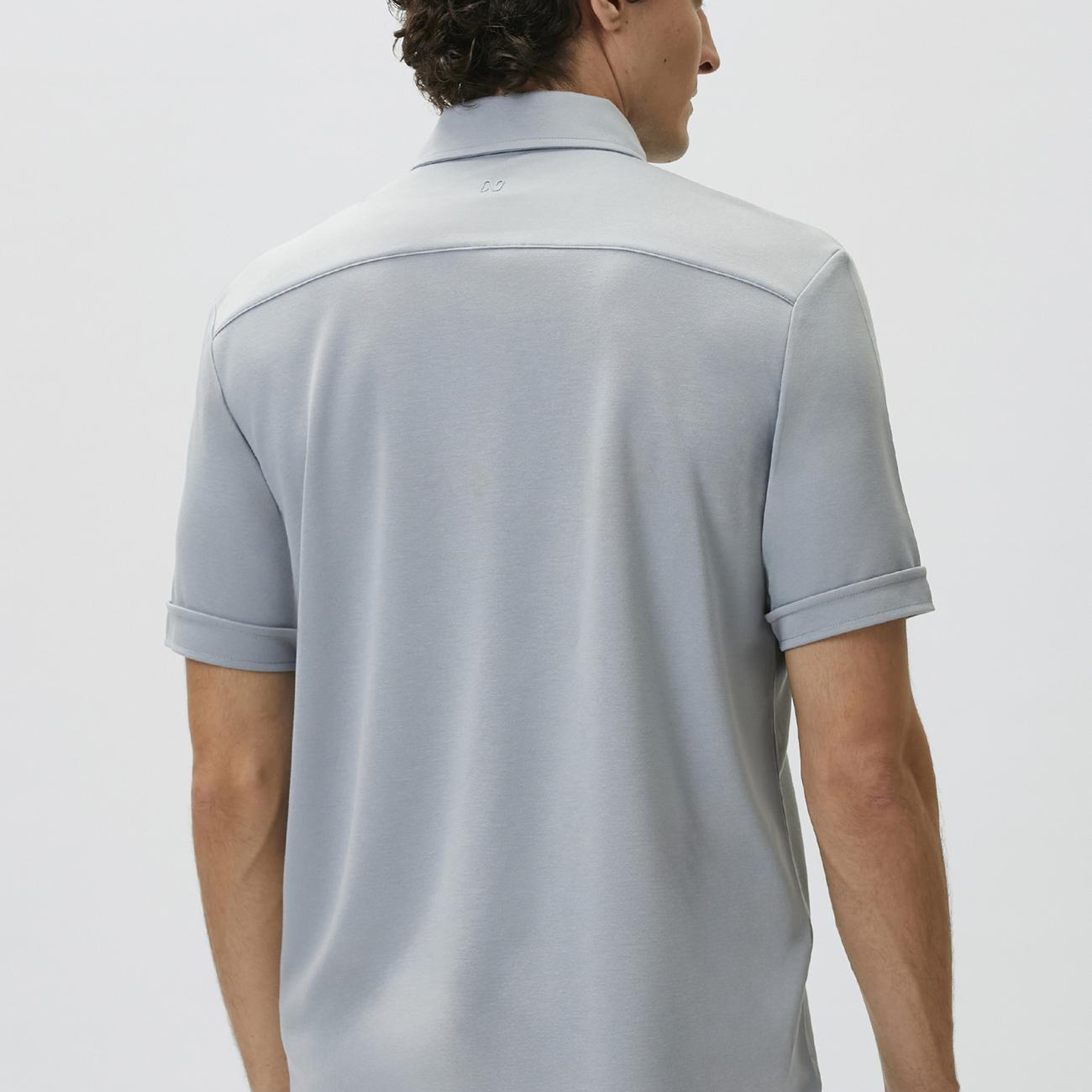 Network Erkek Slim Fit Açık Mavi Kısa Kol Örme Gömlek
