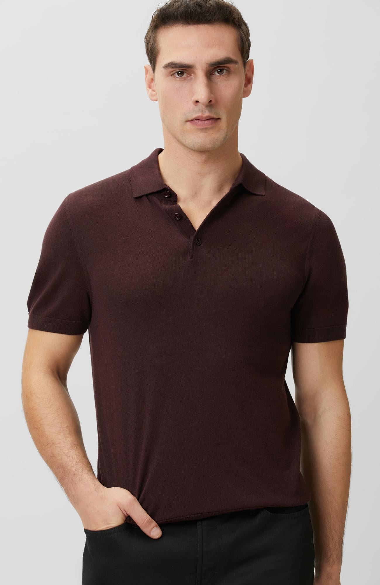 Network Erkek Bordo Polo Yaka Basic Triko Kazak