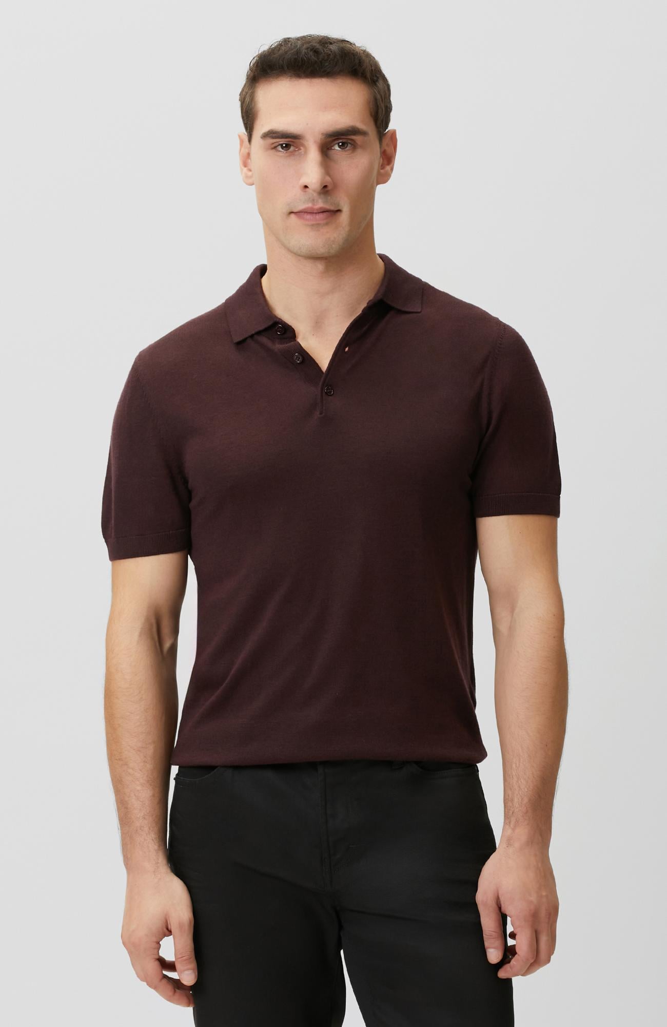 Network Erkek Bordo Polo Yaka Basic Triko Kazak