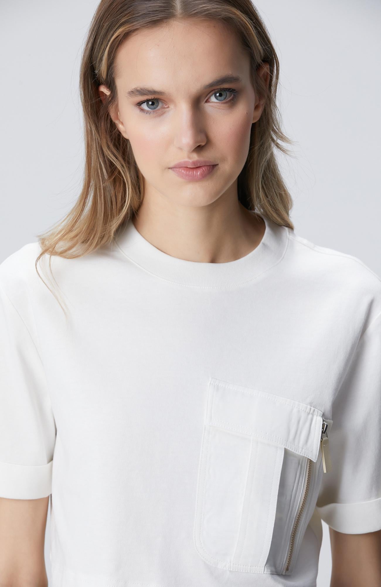 Network Kadın N-Tech Kırık Beyaz Garni Detaylı T-shirt