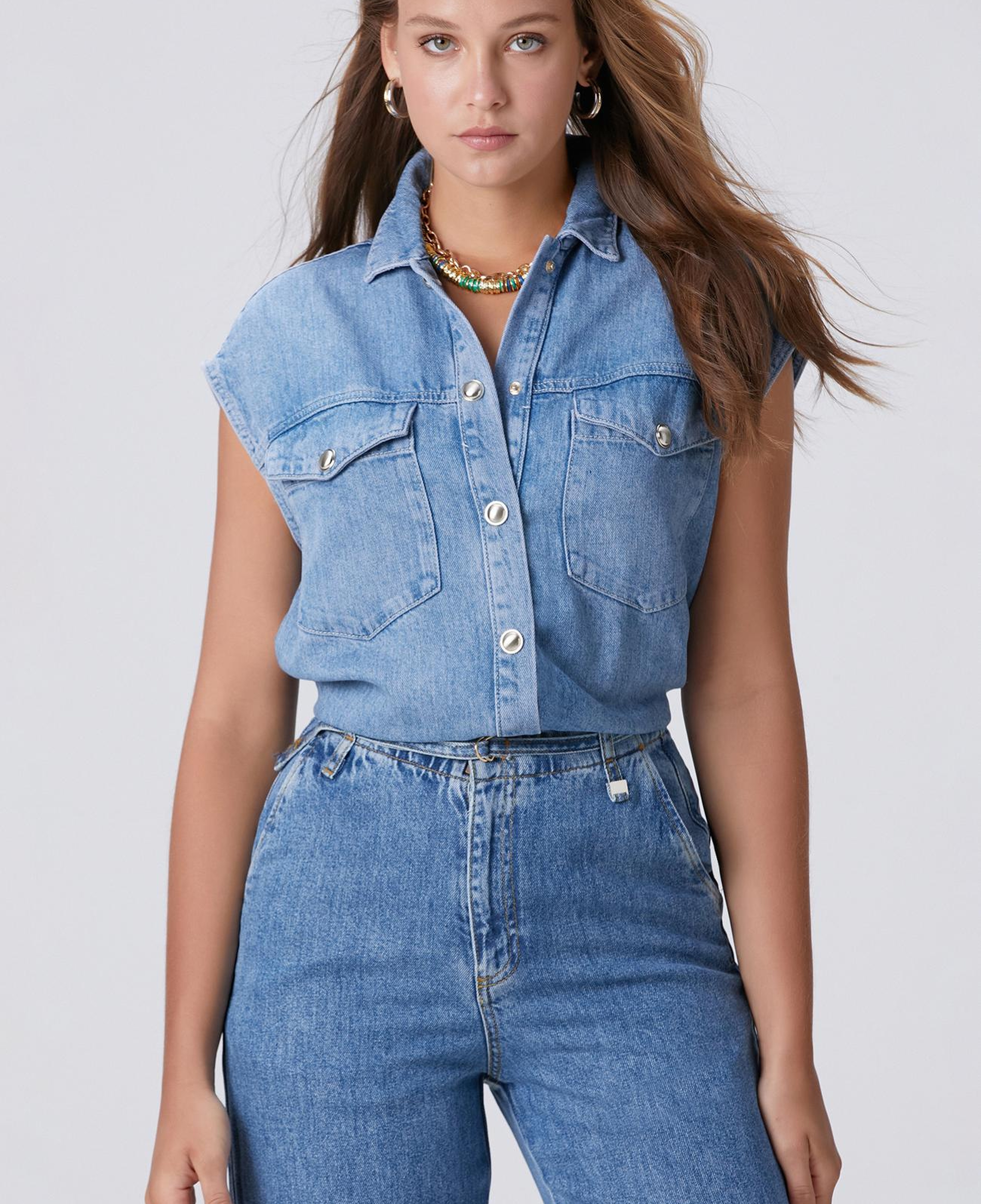 Network Kadın Indigo Tencel Denim Gömlek