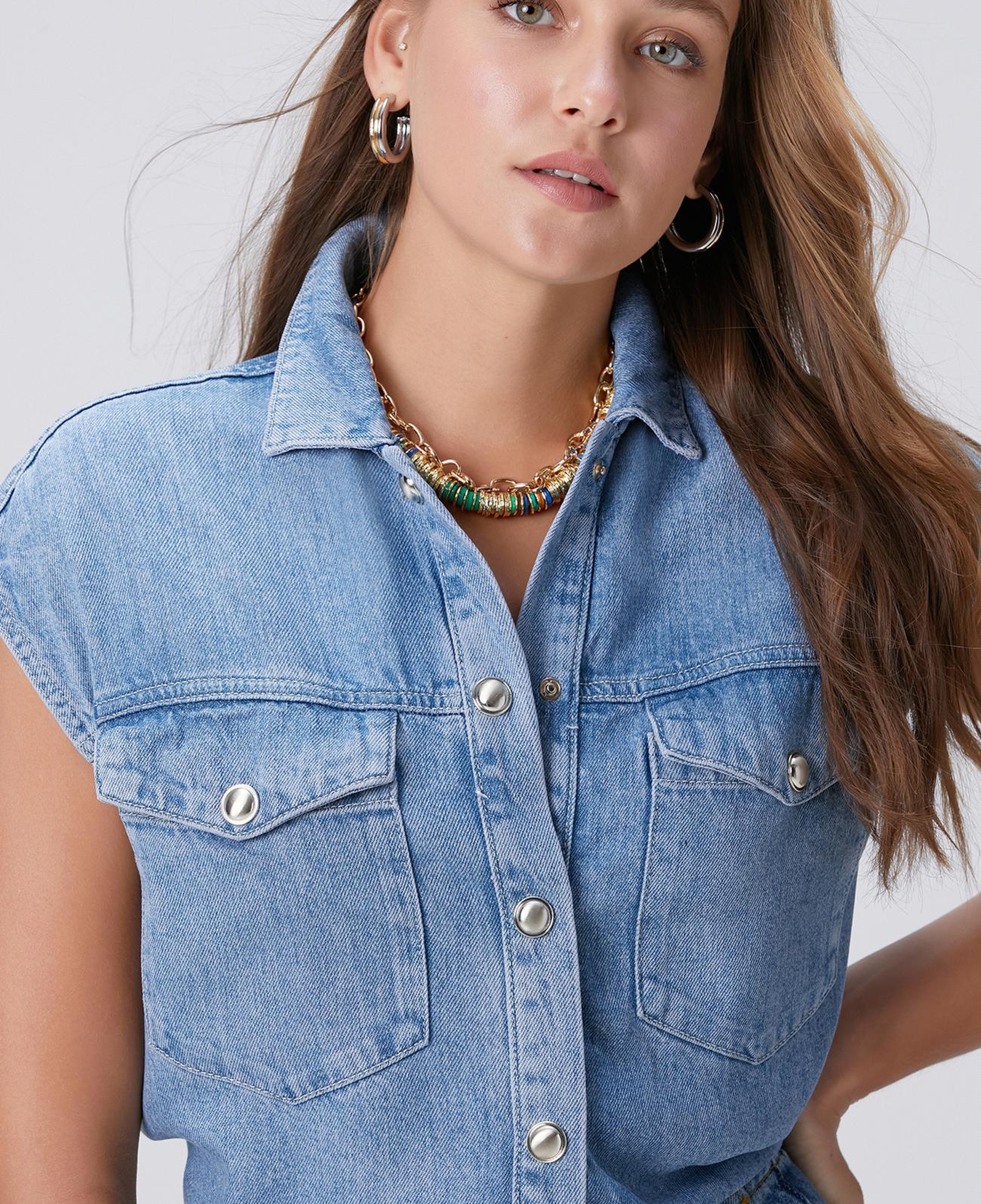 Network Kadın Indigo Tencel Denim Gömlek