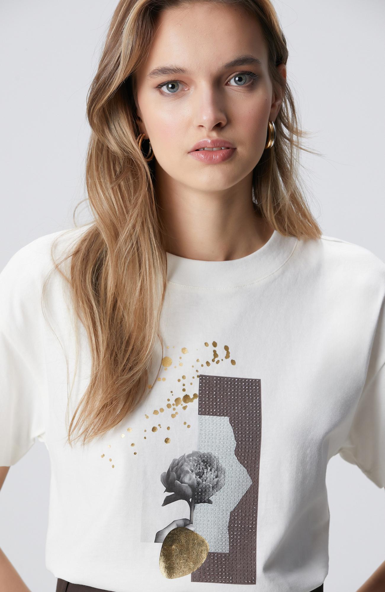 Network Kadın Kırık Beyaz Baskılı T-shirt