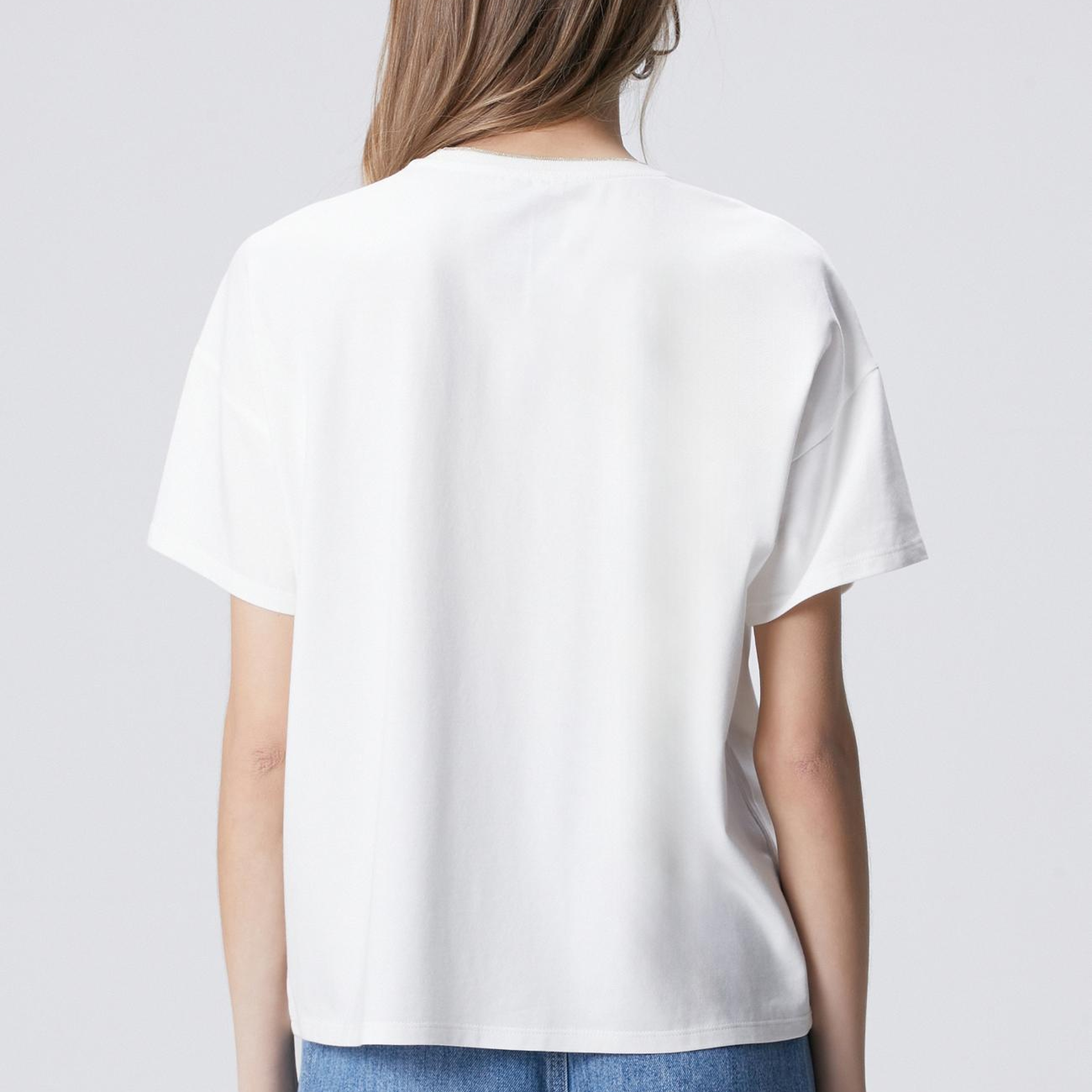 Network Kadın Kırık Beyaz Ön Beden Baskılı T-shirt