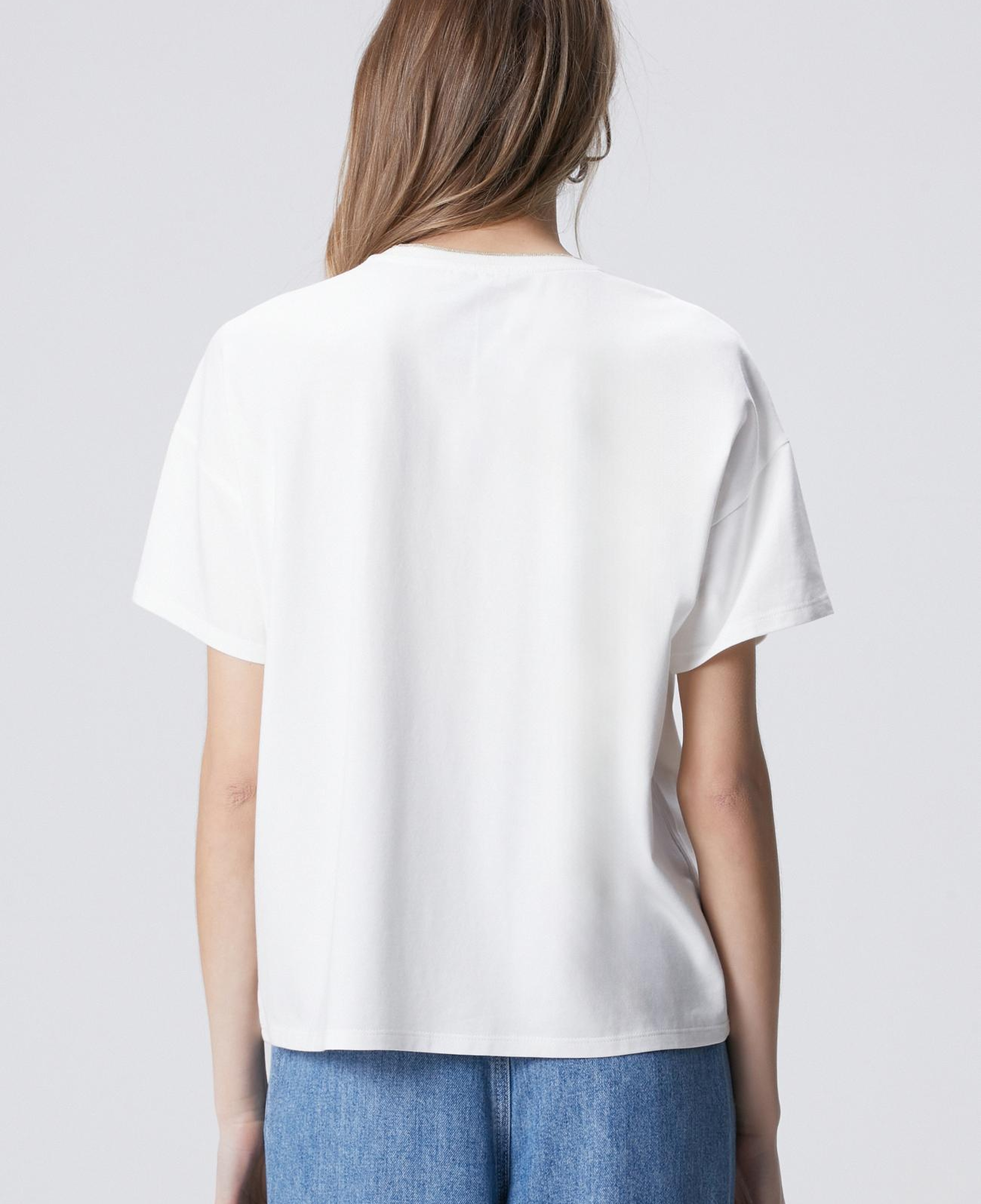 Network Kadın Kırık Beyaz Ön Beden Baskılı T-shirt