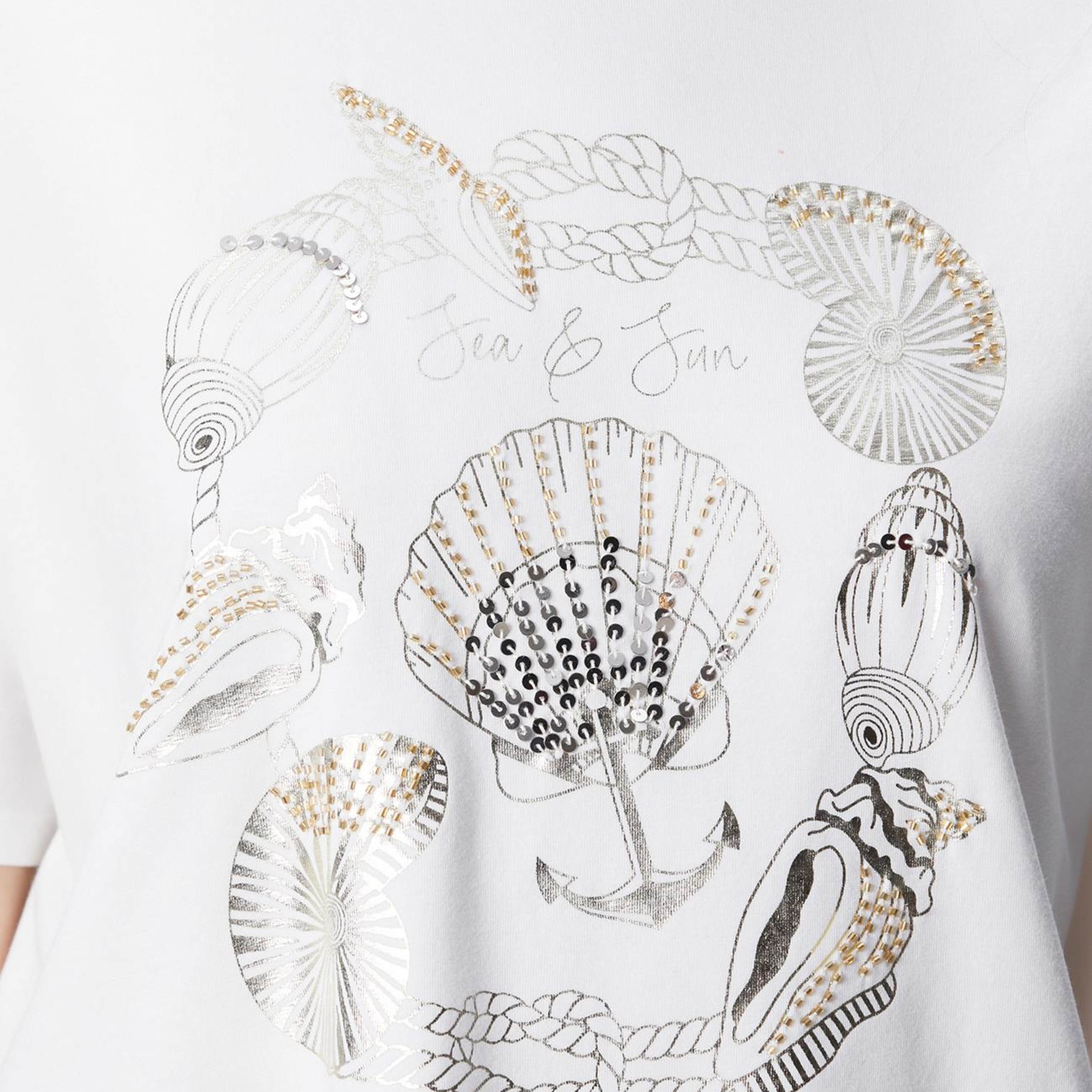 Network Kadın Kırık Beyaz Ön Beden Baskılı T-shirt