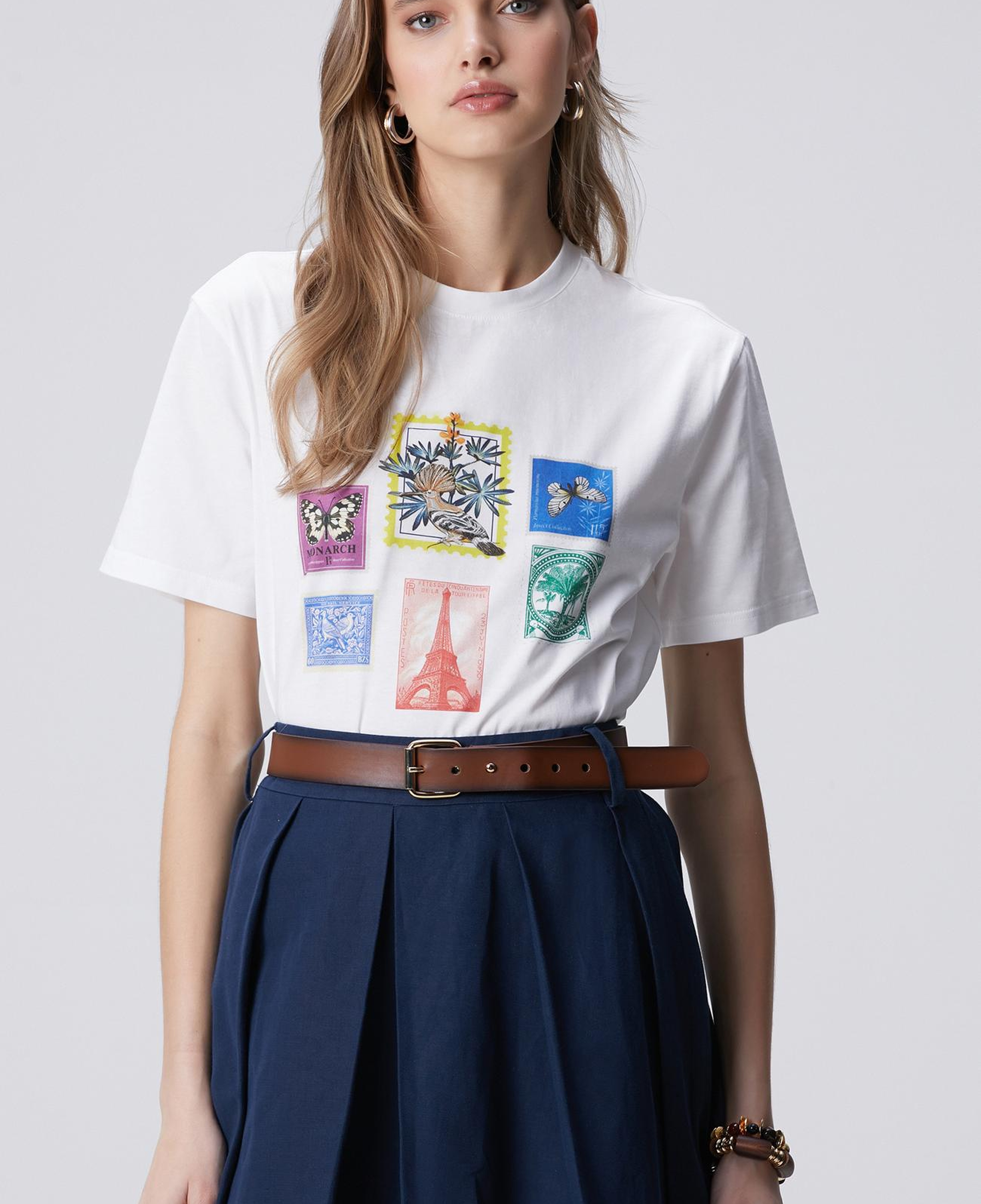 Network Kadın N-Tech Kırık Beyaz Baskılı T-shirt