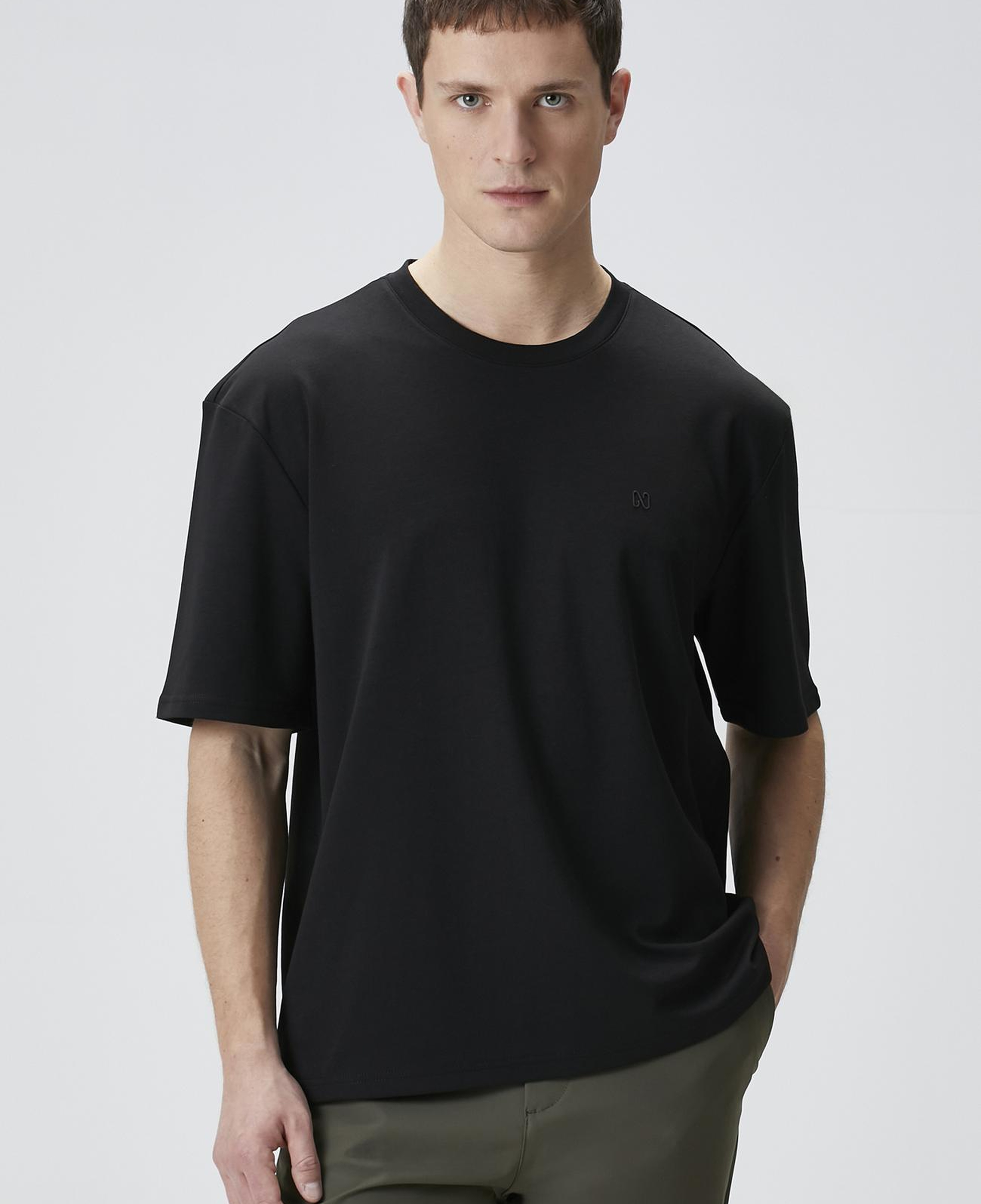 Network Erkek Comfort Fit Siyah Bisiklet Yaka T-shirt