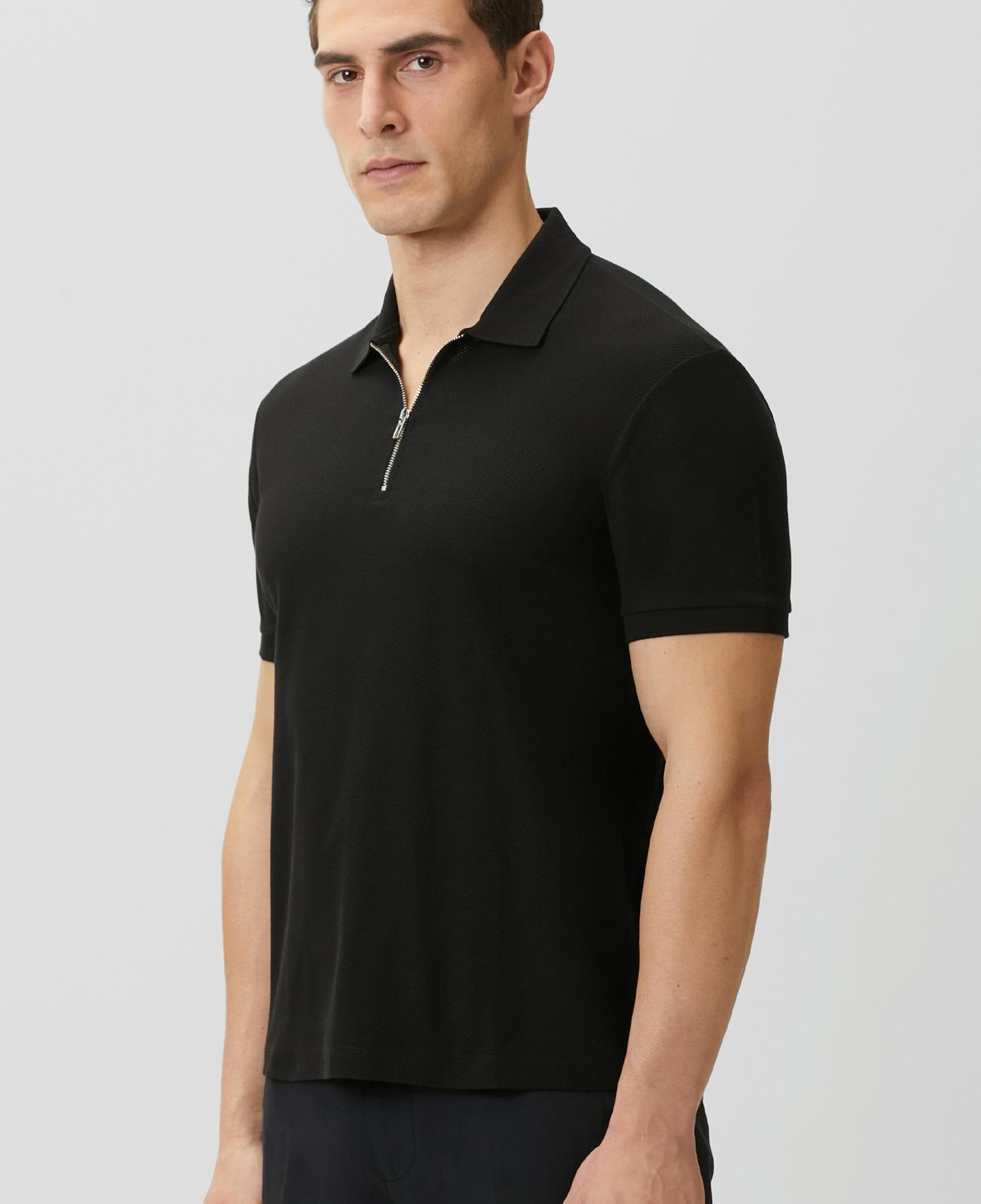 Network Erkek Slim Fit Siyah Polo Yaka Jakarlı Pike T-shirt