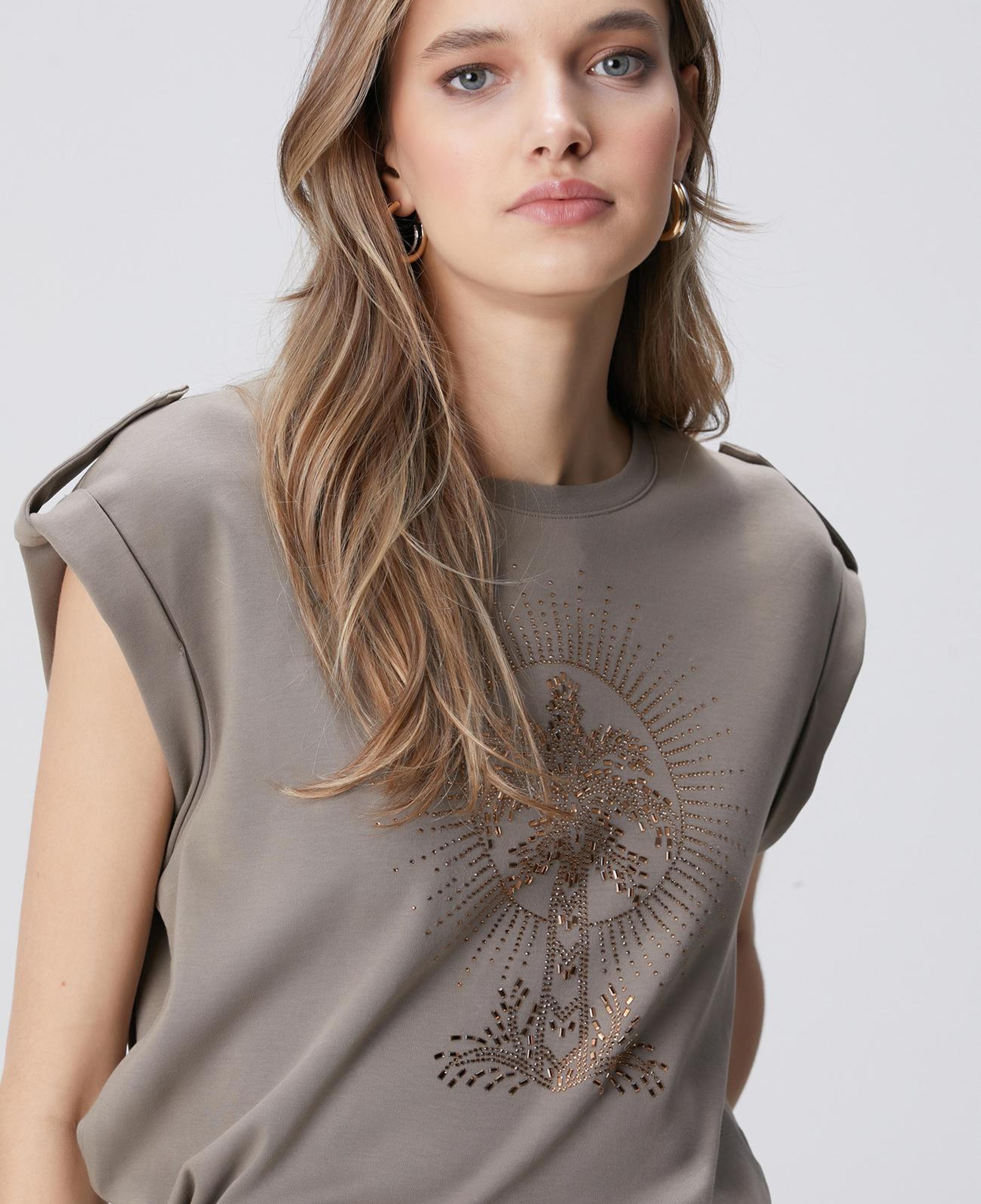 Network Kadın Vizon Taş Detaylı T-shirt