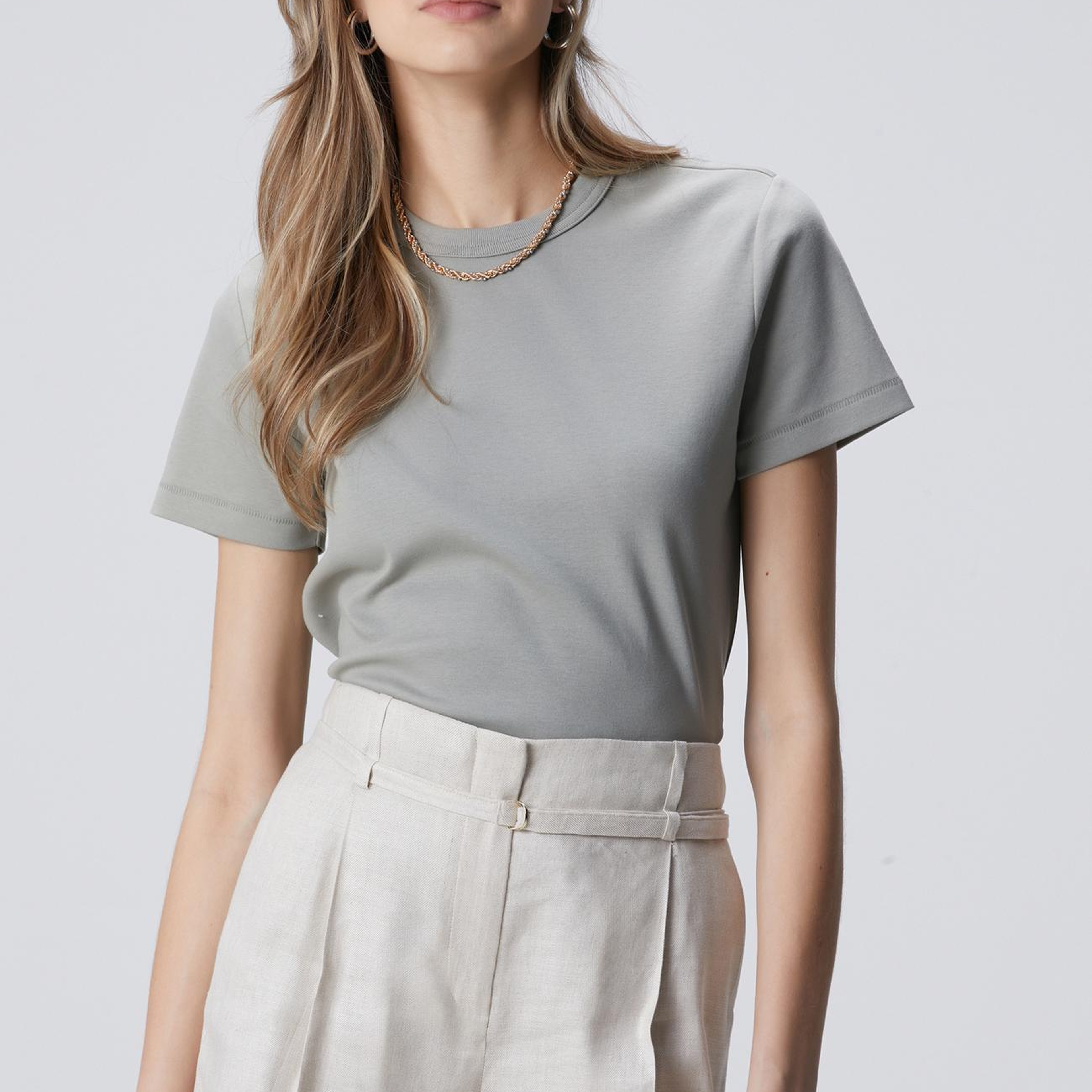 Network Kadın Açık Haki Basic T-shirt
