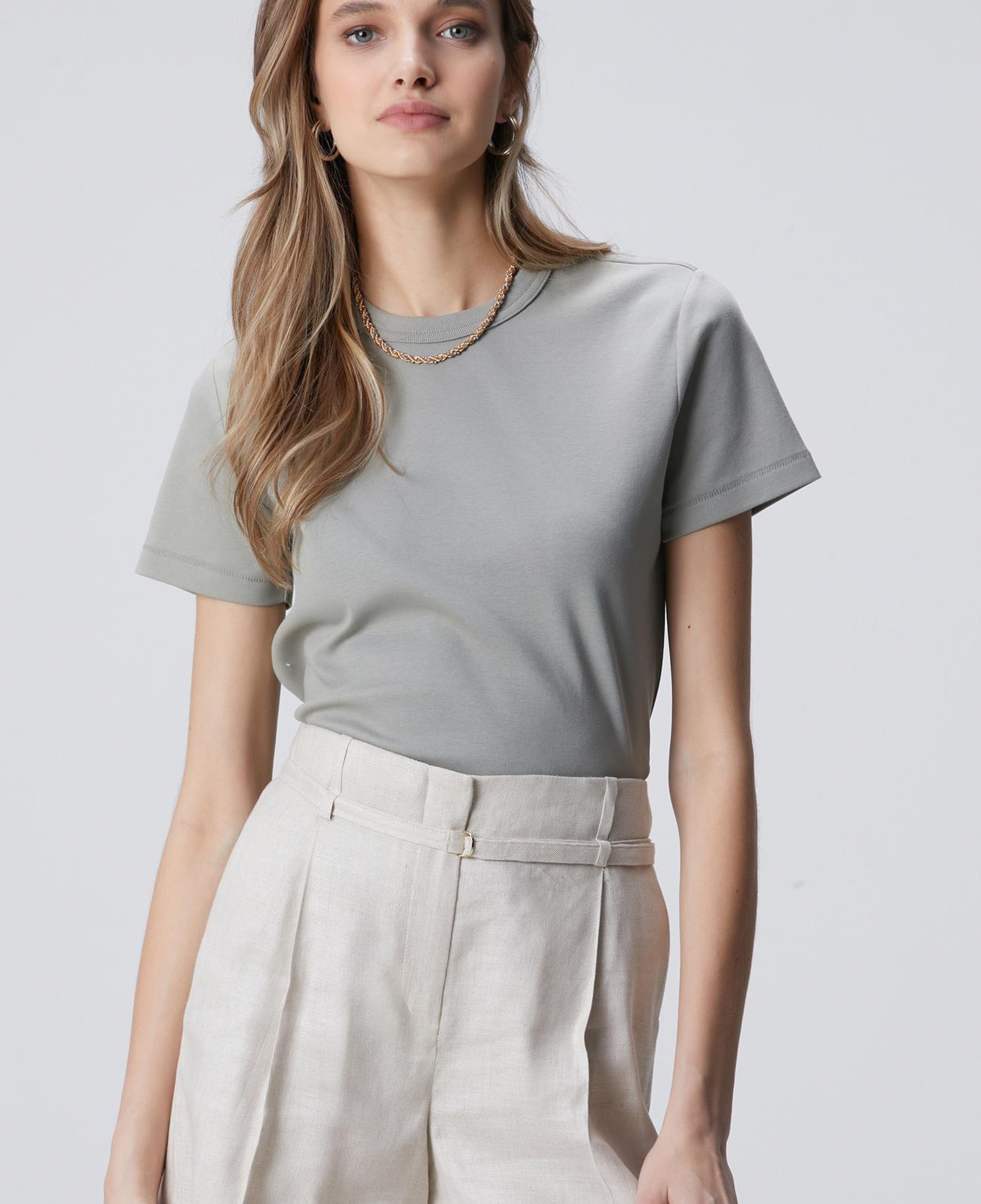 Network Kadın Açık Haki Basic T-shirt