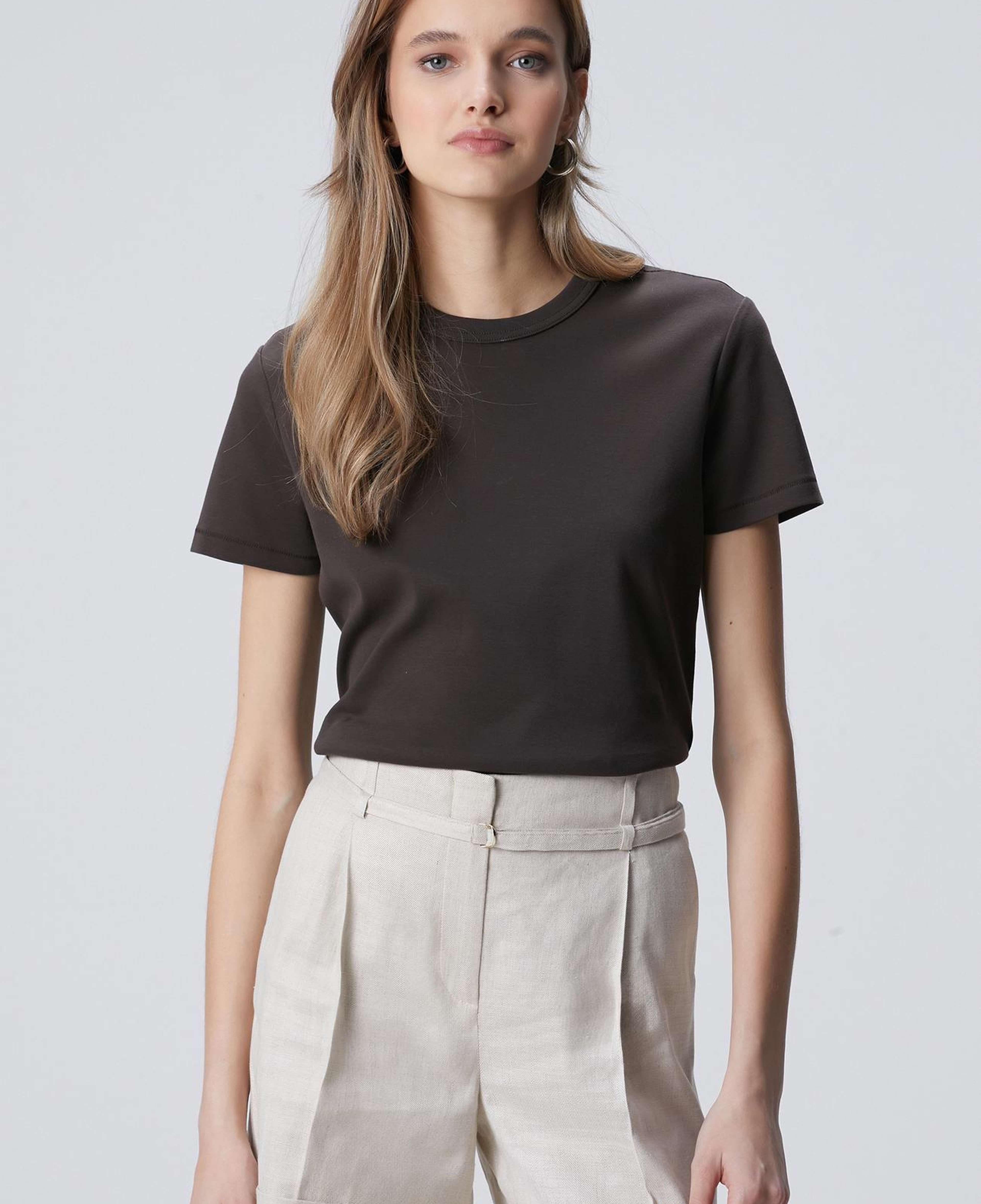 Network Kadın Acı Kahve Basic T-shirt