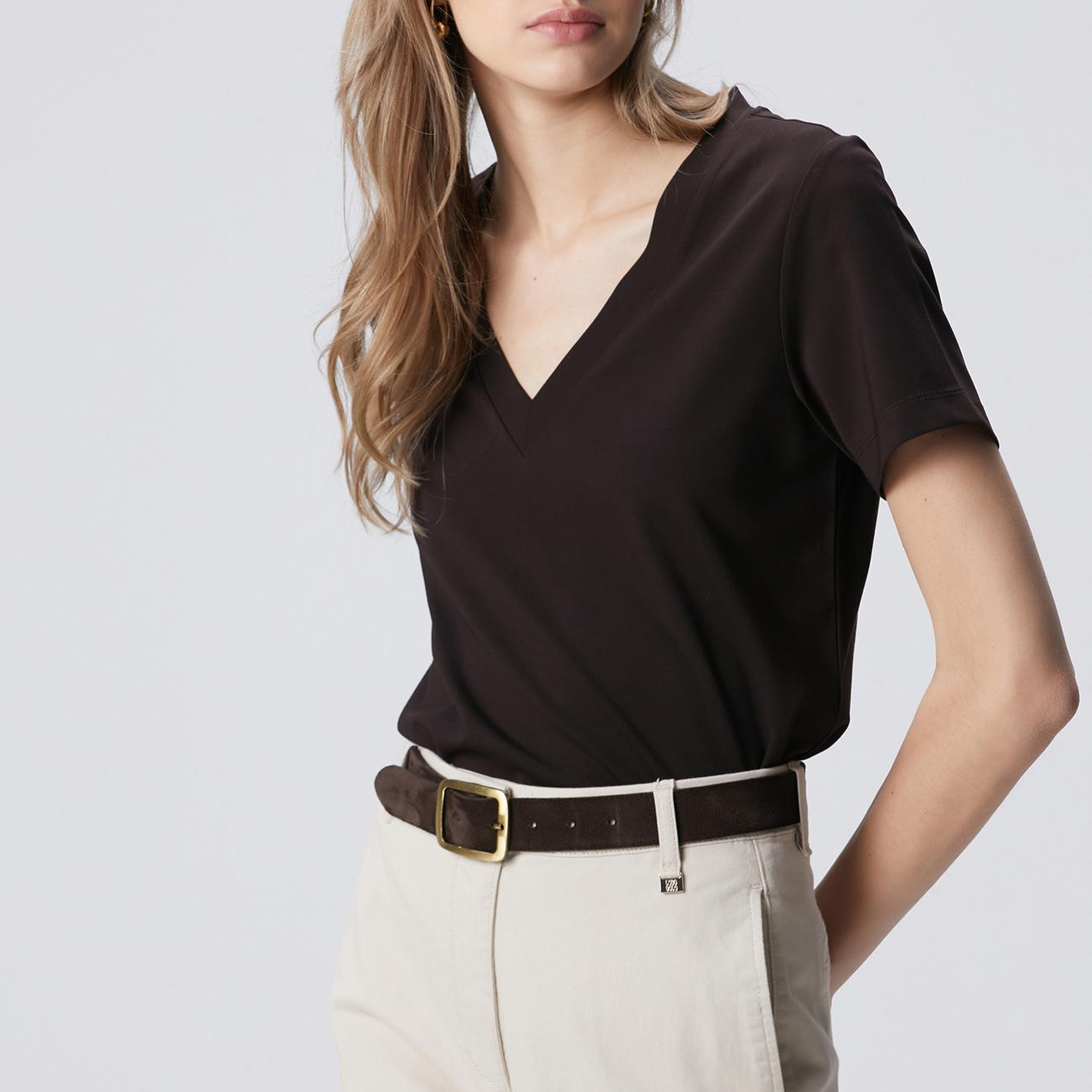 Network Kadın Kahverengi Basic T-shirt