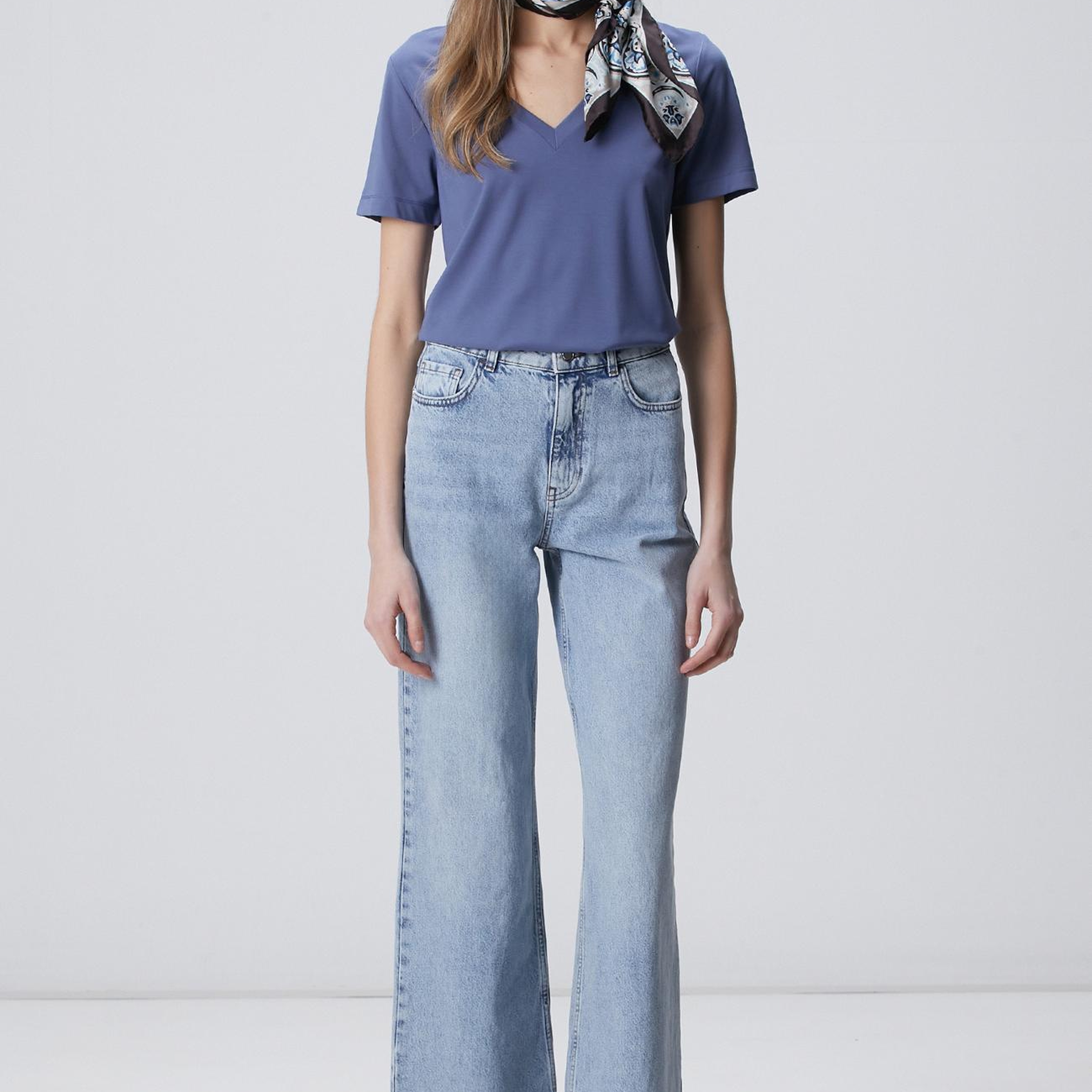 Network Kadın Mavi Basic T-shirt