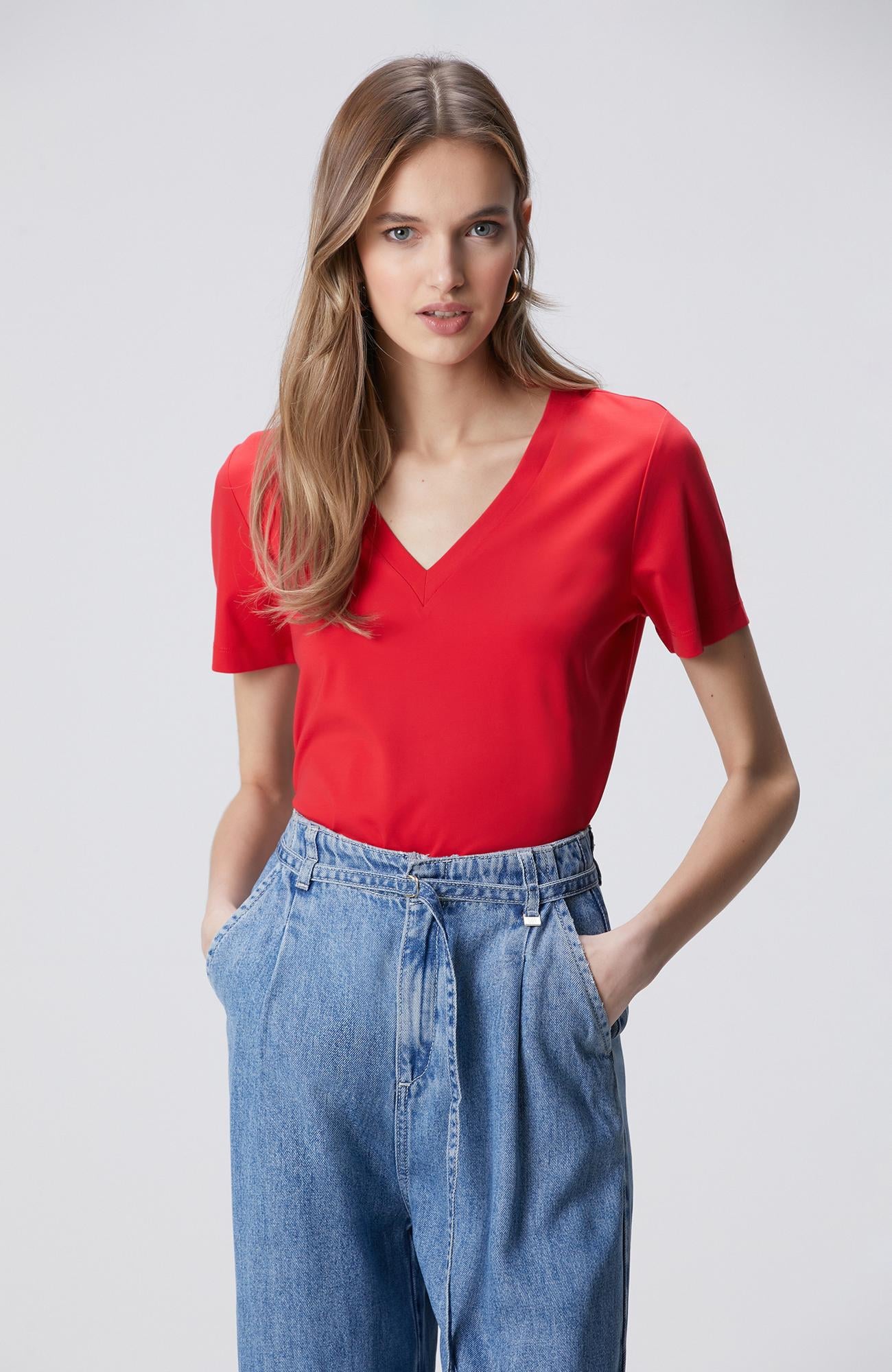 Network Kadın Kırmızı Basic T-shirt