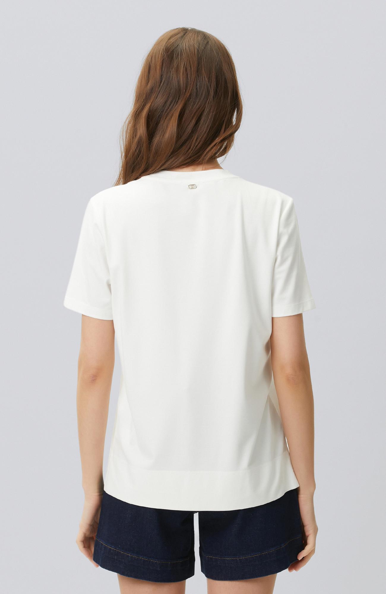 Network Kadın Beyaz Bisiklet Yaka Basic T-shirt