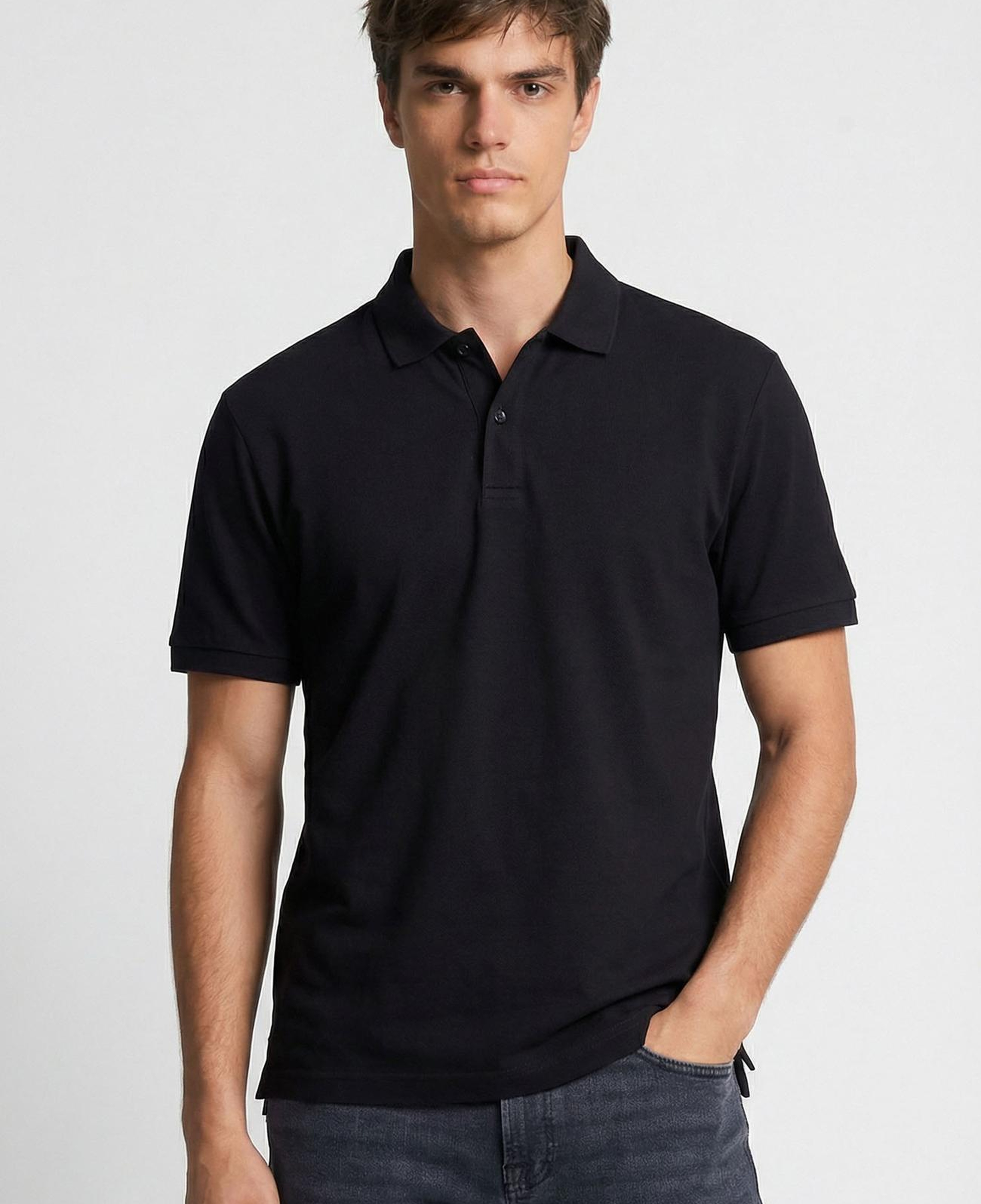 Network Erkek Siyah Polo Yaka Pike T-shirt