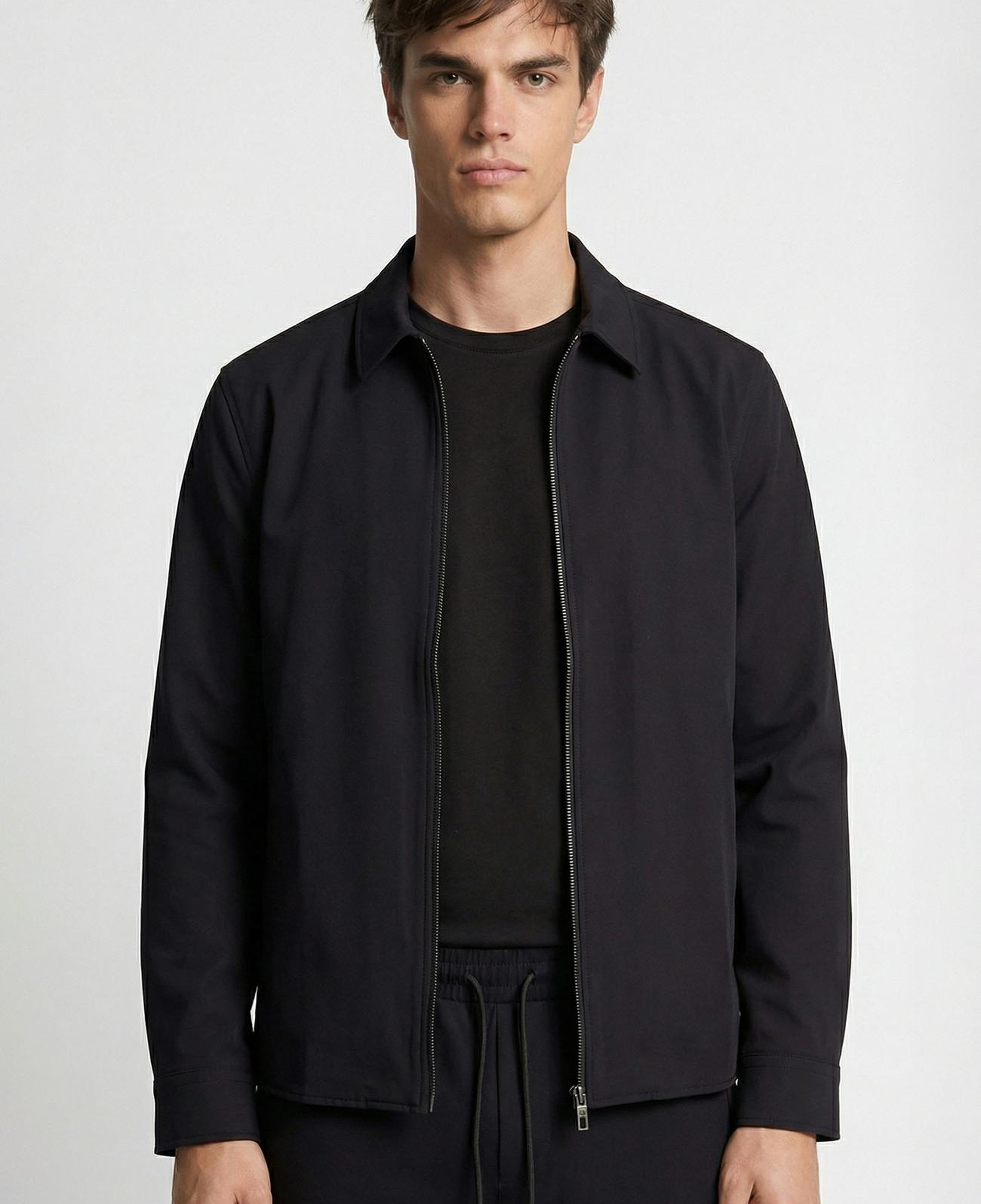 Network Erkek Siyah Slim Fit Cep Detaylı Dış Gömlek