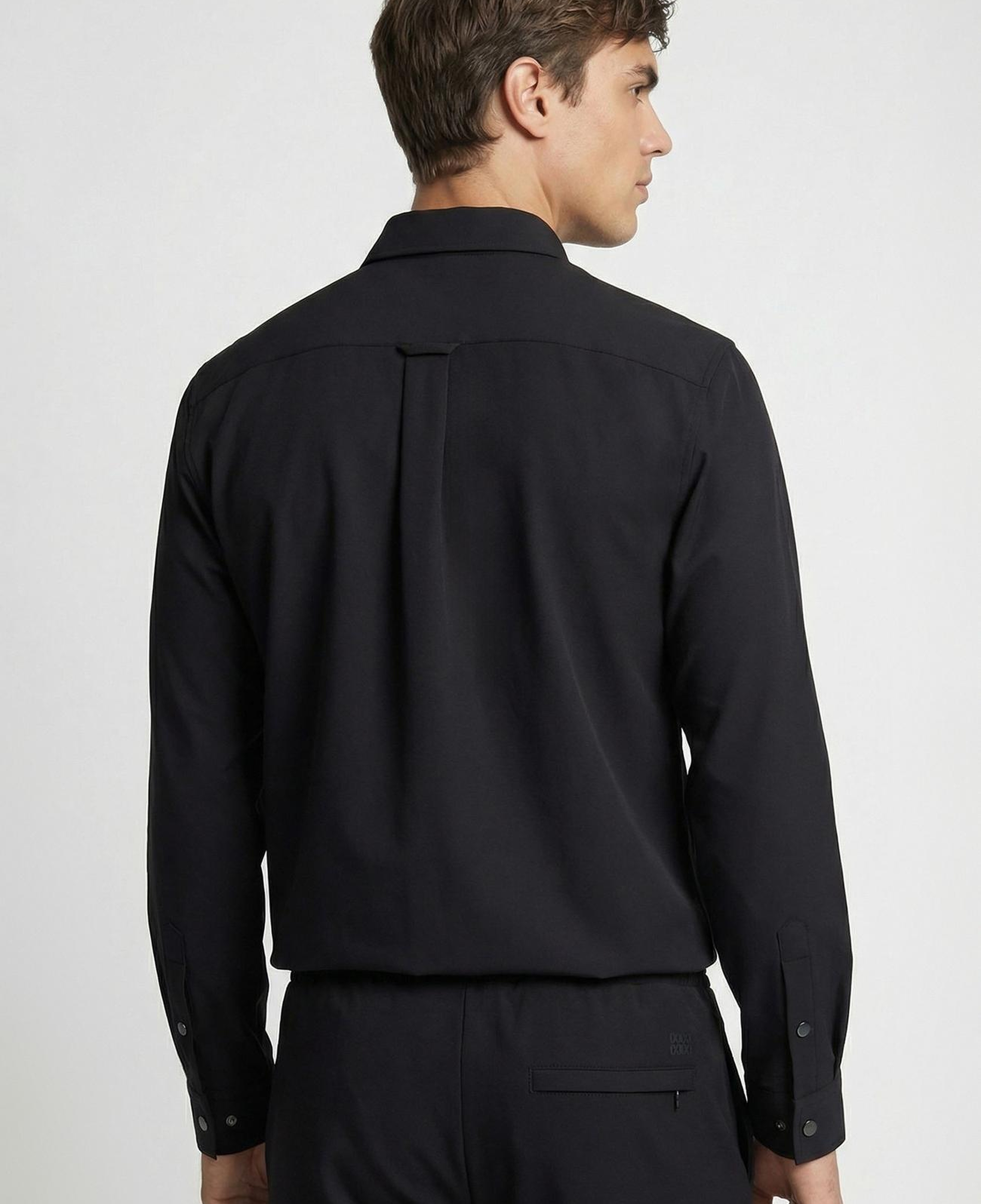 Network Erkek Siyah Slim Fit Cep Detaylı Dış Gömlek