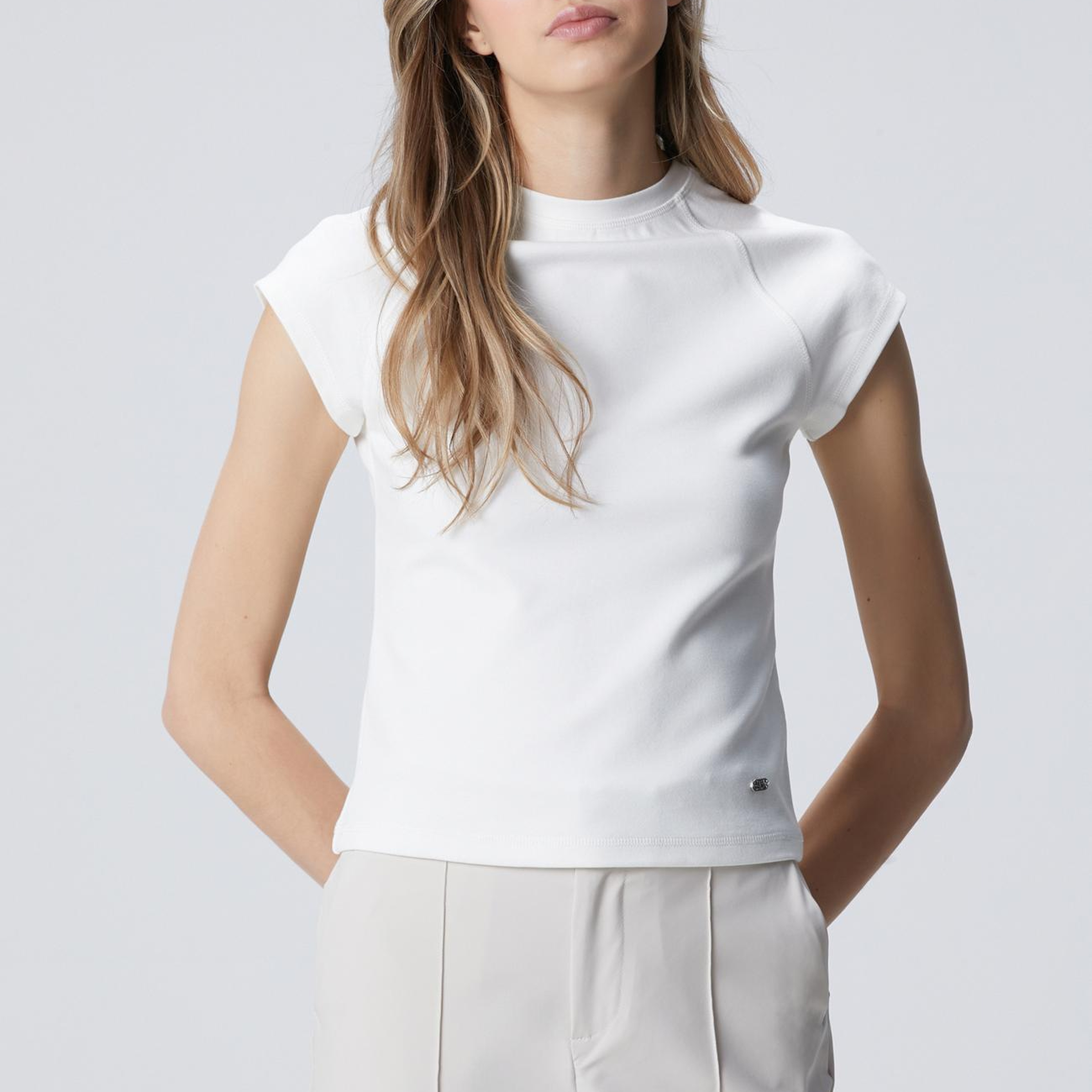 Network Kadın N-Tech Beyaz Dikiş Detaylı Basic T-shirt