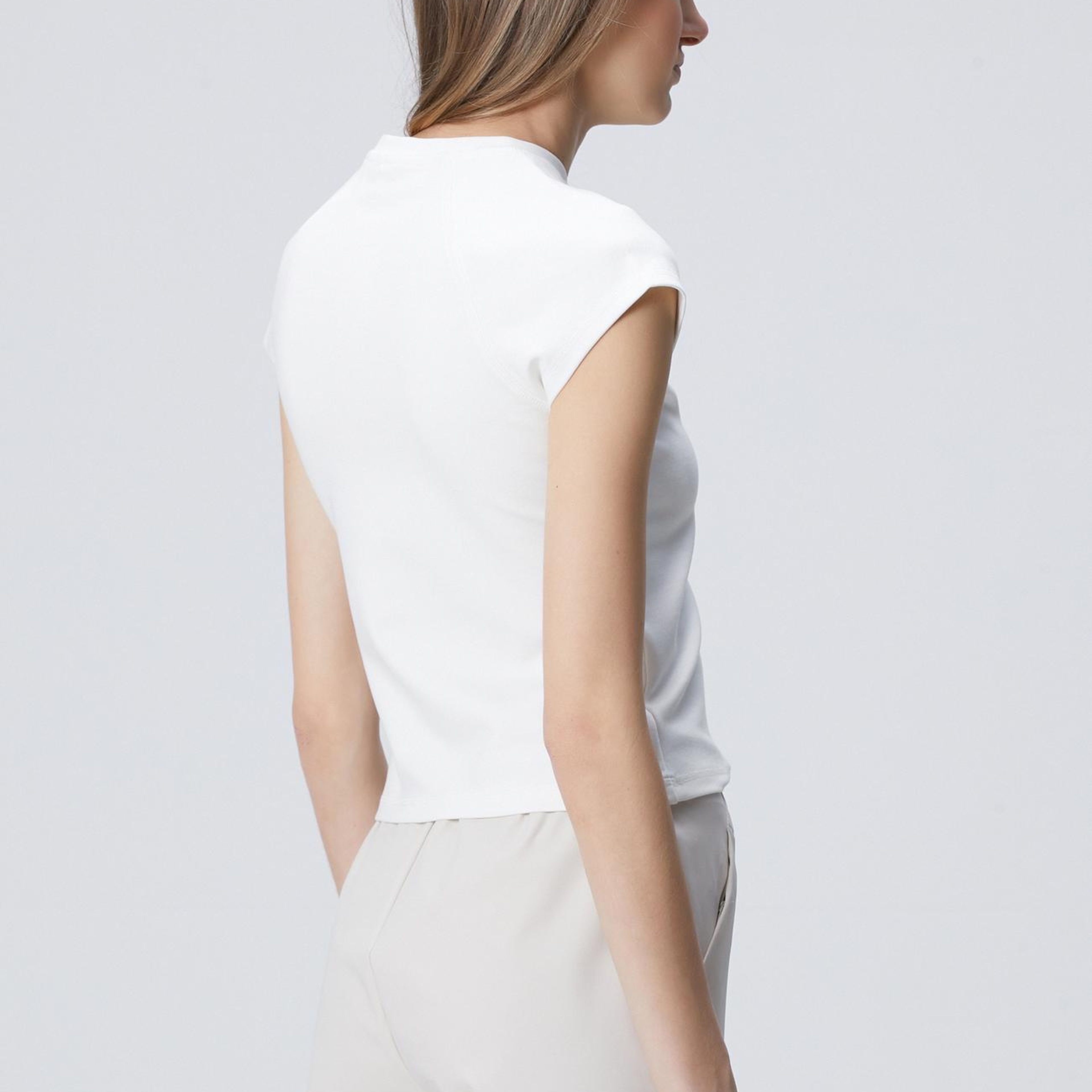 Network Kadın N-Tech Beyaz Dikiş Detaylı Basic T-shirt