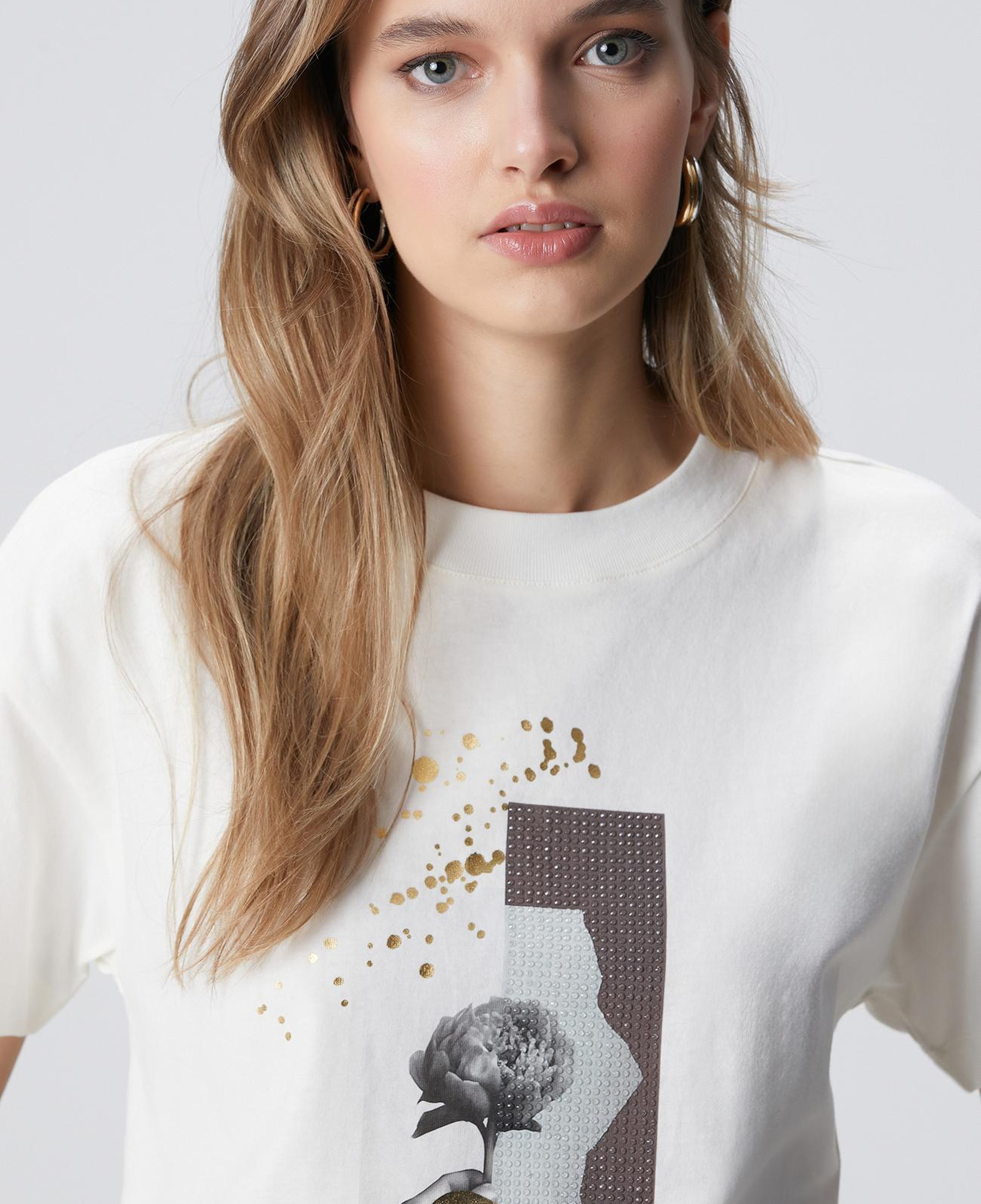 Network Kadın Kırık Beyaz Baskılı T-shirt