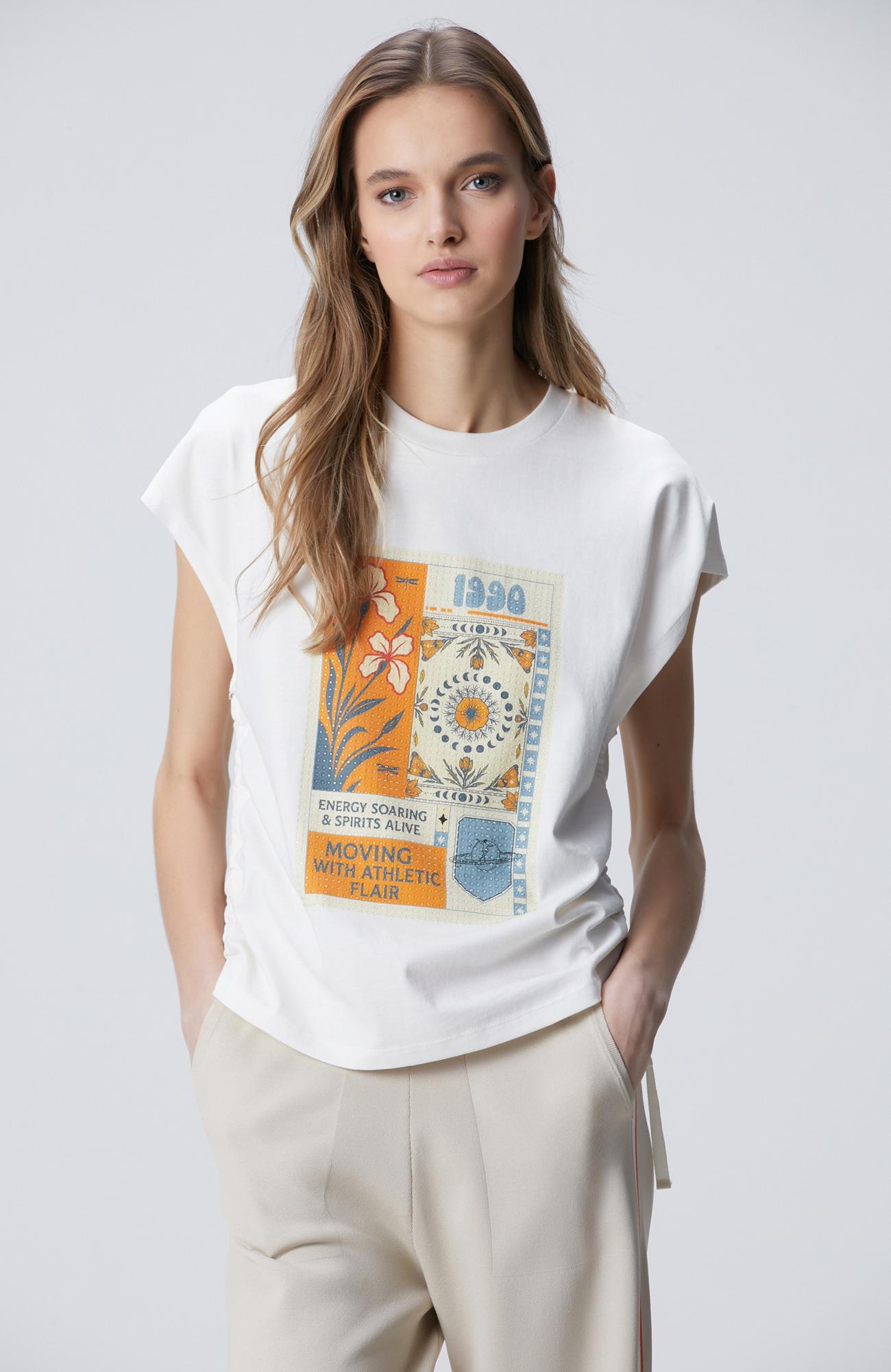 Network Kadın Kırık Beyaz N-Tech Baskılı T-shirt