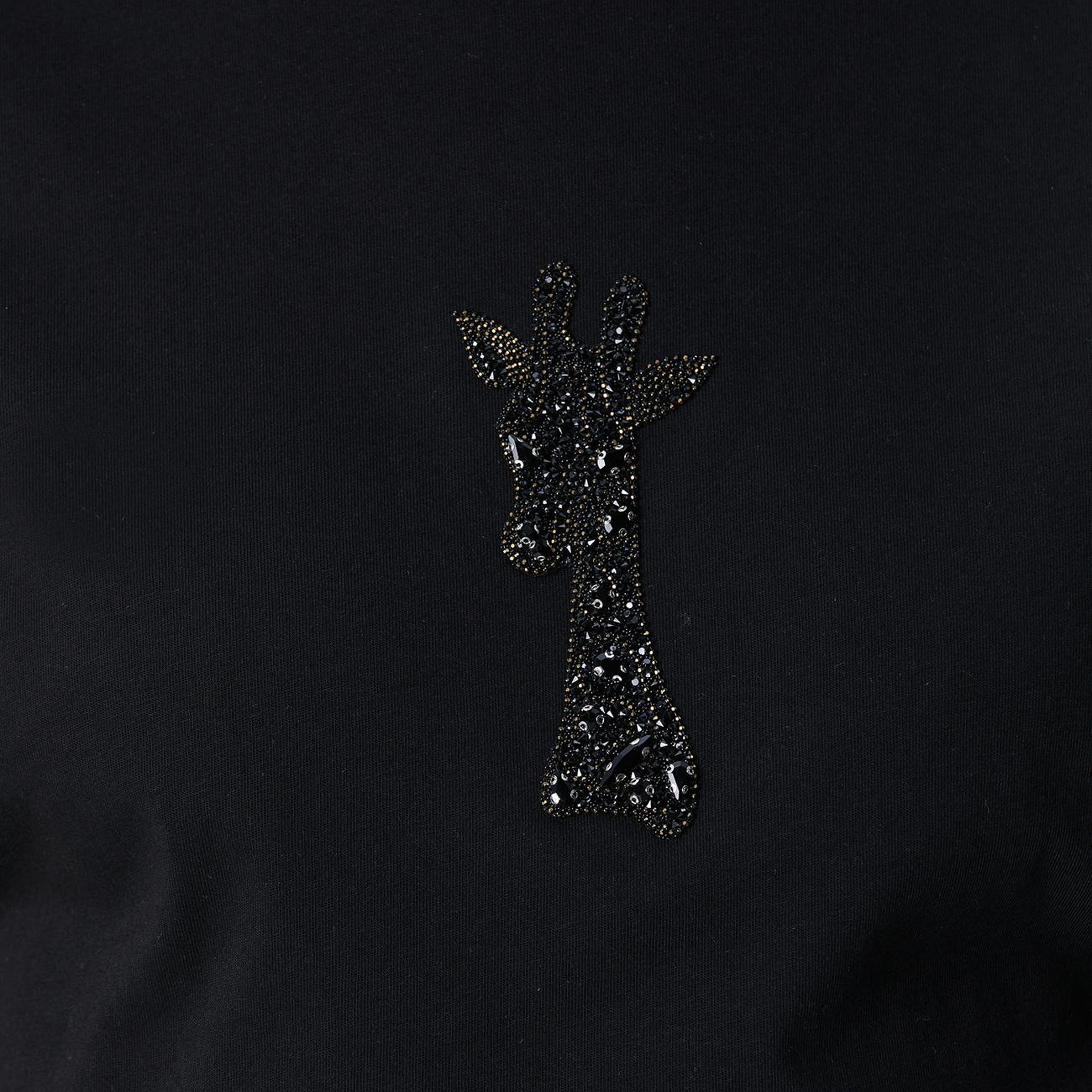 Network Kadın Siyah Taşlı Zürafa Figürlü T-shirt