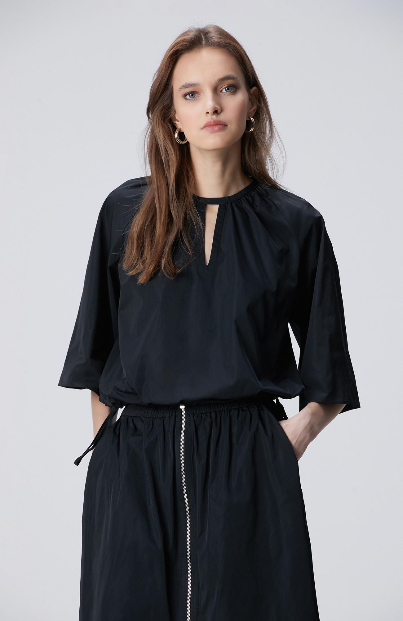 Network Kadın Siyah Crop Tafta Bluz